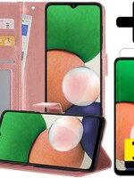 LUQ LUQ Samsung Galaxy M22 Hoesje Bookcase Rose Goud Met 2x Screenprotector