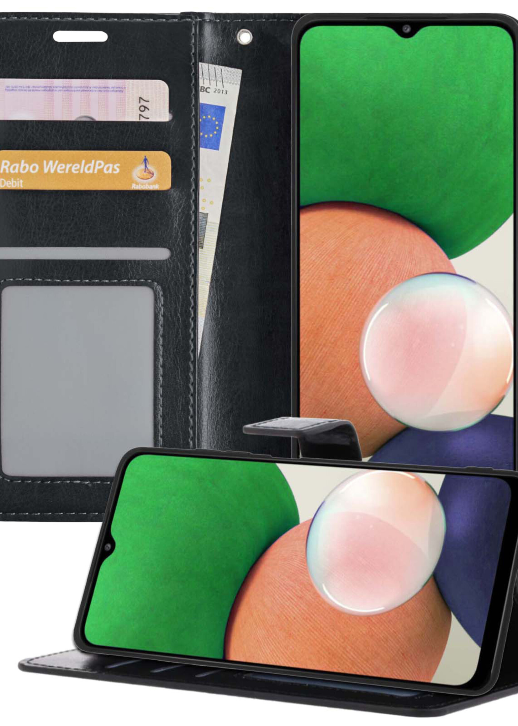 LUQ Hoesje Geschikt voor Samsung M22 Hoesje Book Case Hoes Wallet Cover - Hoes Geschikt voor Samsung Galaxy M22 Hoesje Bookcase Hoes - Zwart