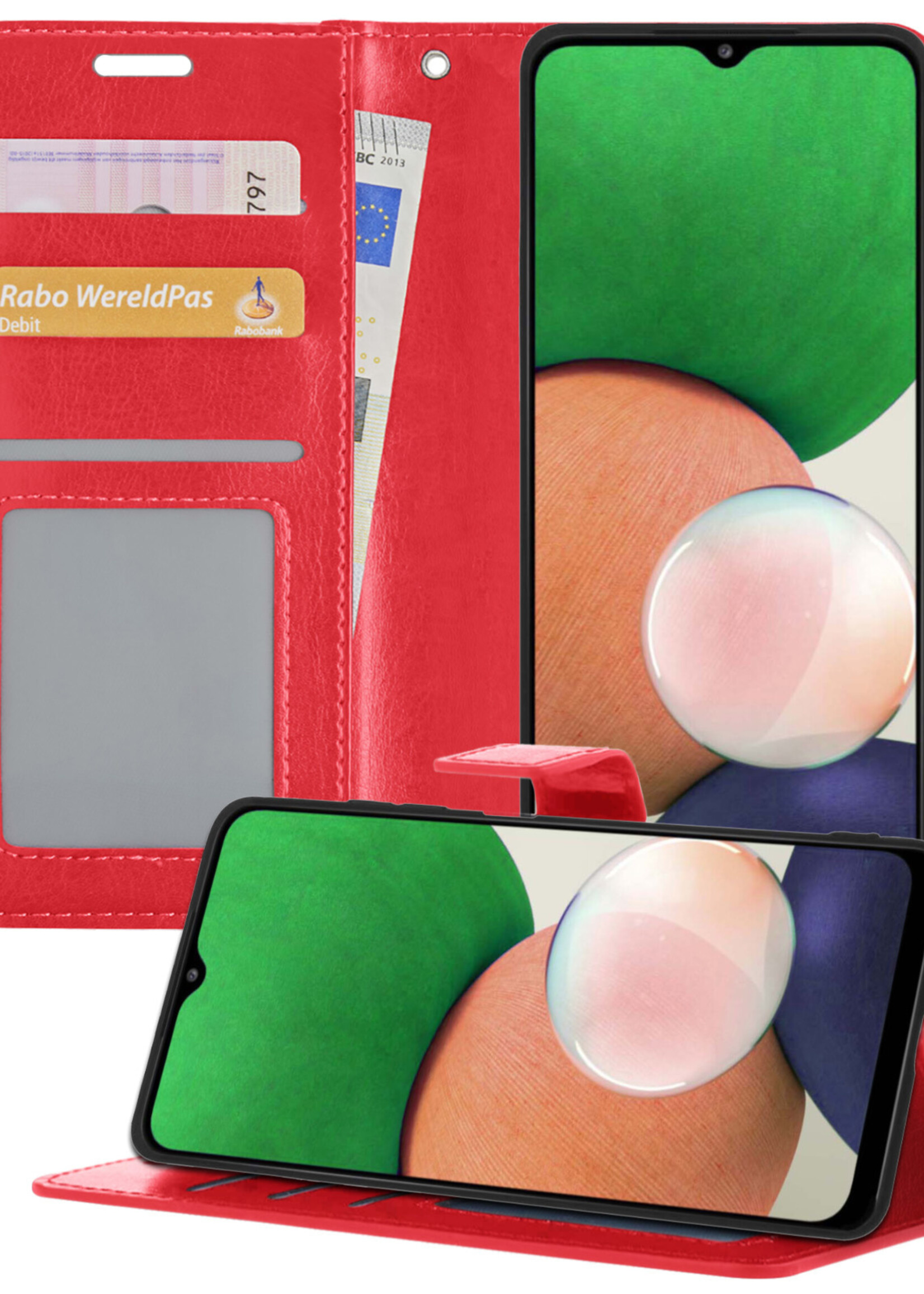 LUQ Hoesje Geschikt voor Samsung M22 Hoesje Book Case Hoes Wallet Cover - Hoes Geschikt voor Samsung Galaxy M22 Hoesje Bookcase Hoes - Rood