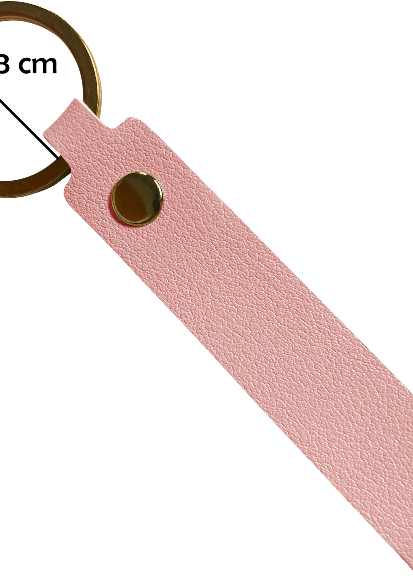 LUQ Sleutelhanger Leer met Sleutelring Sleutelhanger Auto Sleutelhanger Leer Dun - Lichtroze