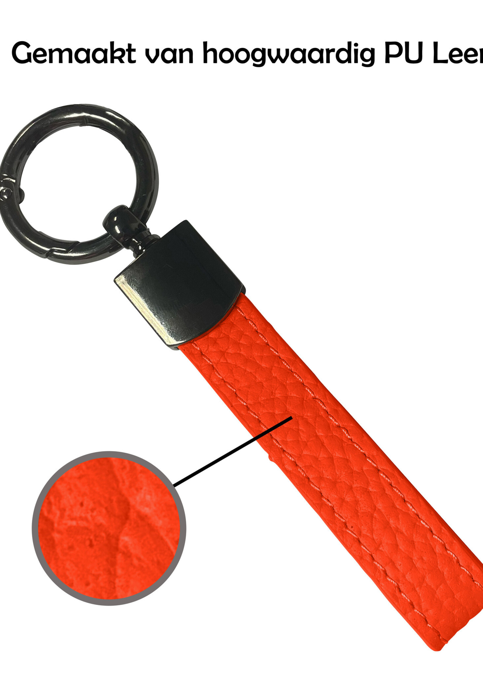 LUQ Sleutelhanger Leer met Met Sleutelhanger Ringen Sleutelhanger Auto Dik Leer Sleutelhanger - Rood