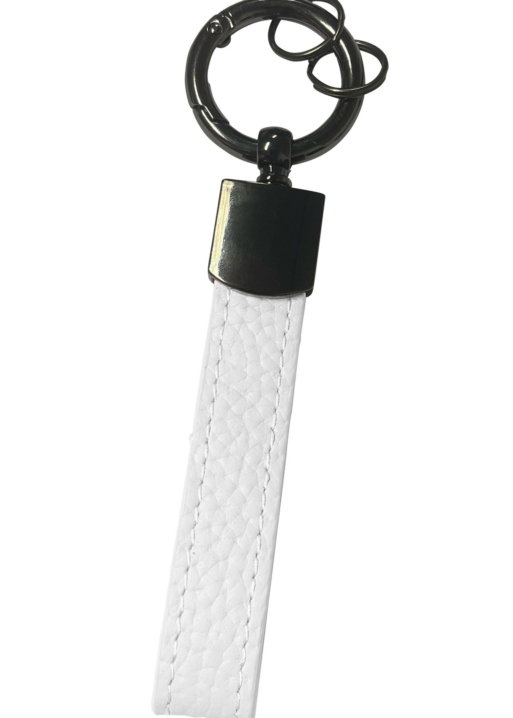 LUQ Sleutelhanger Leer met Met Sleutelhanger Ringen Sleutelhanger Auto Dik Leer Sleutelhanger - Wit