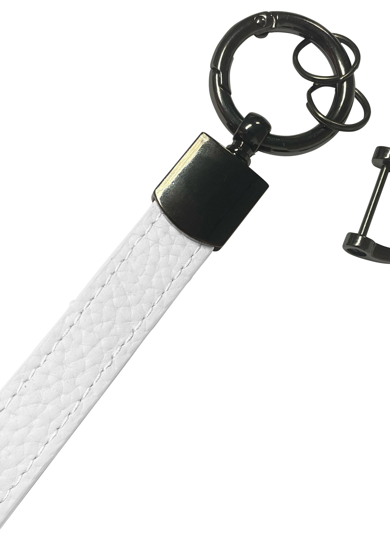 LUQ Sleutelhanger Leer met Met Sleutelhanger Ringen Sleutelhanger Auto Dik Leer Sleutelhanger - Wit