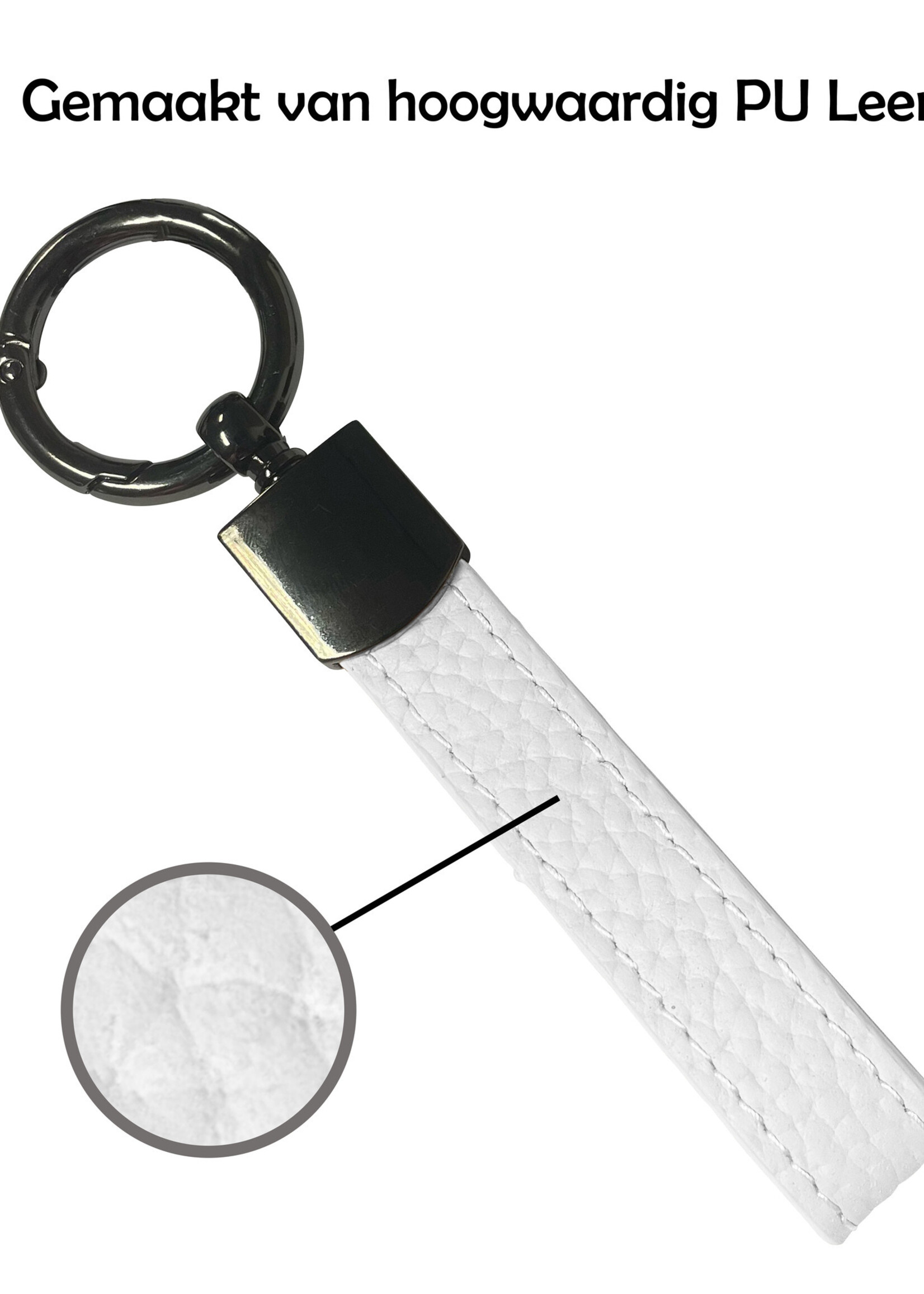 LUQ Sleutelhanger Leer met Met Sleutelhanger Ringen Sleutelhanger Auto Dik Leer Sleutelhanger - Wit