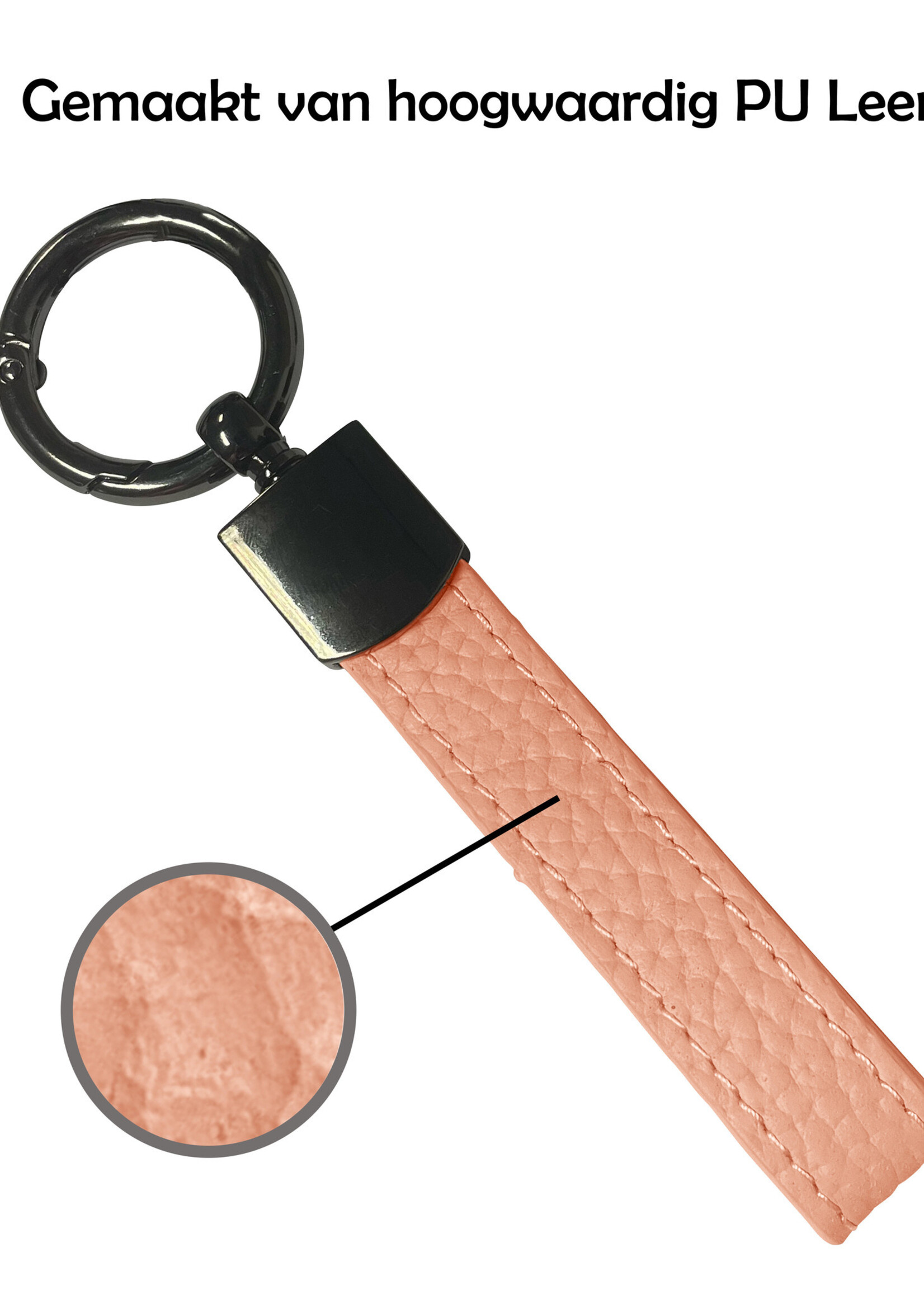 LUQ Sleutelhanger Leer met Met Sleutelhanger Ringen Sleutelhanger Auto Dik Leer Sleutelhanger - Lichtroze