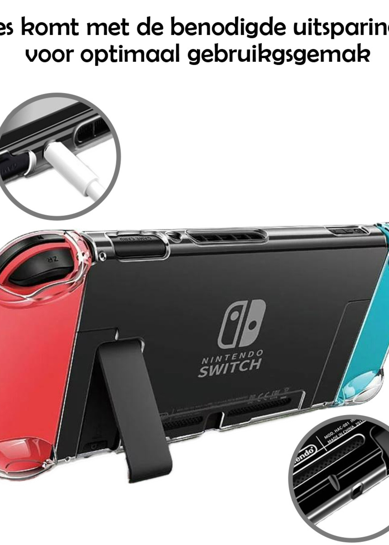 LUQ Hoes Geschikt voor Nintendo Switch Case Hoesje Schokproof - Bescherm Hoes Geschikt voor Nintendo Switch Hoes Hard Cover - Transparant