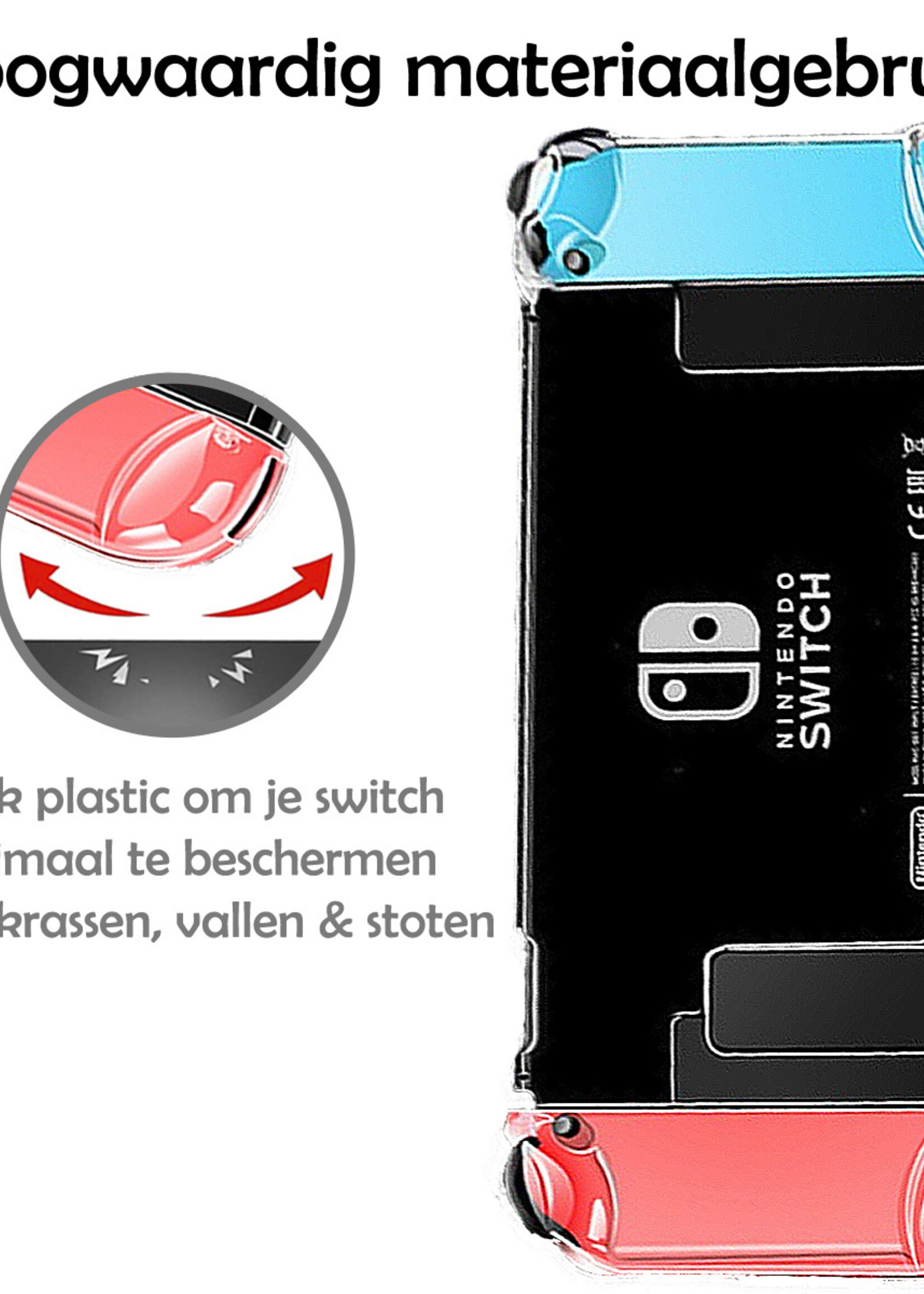 LUQ Hoes Geschikt voor Nintendo Switch Case Hoesje Schokproof - Bescherm Hoes Geschikt voor Nintendo Switch Hoes Hard Cover - Transparant