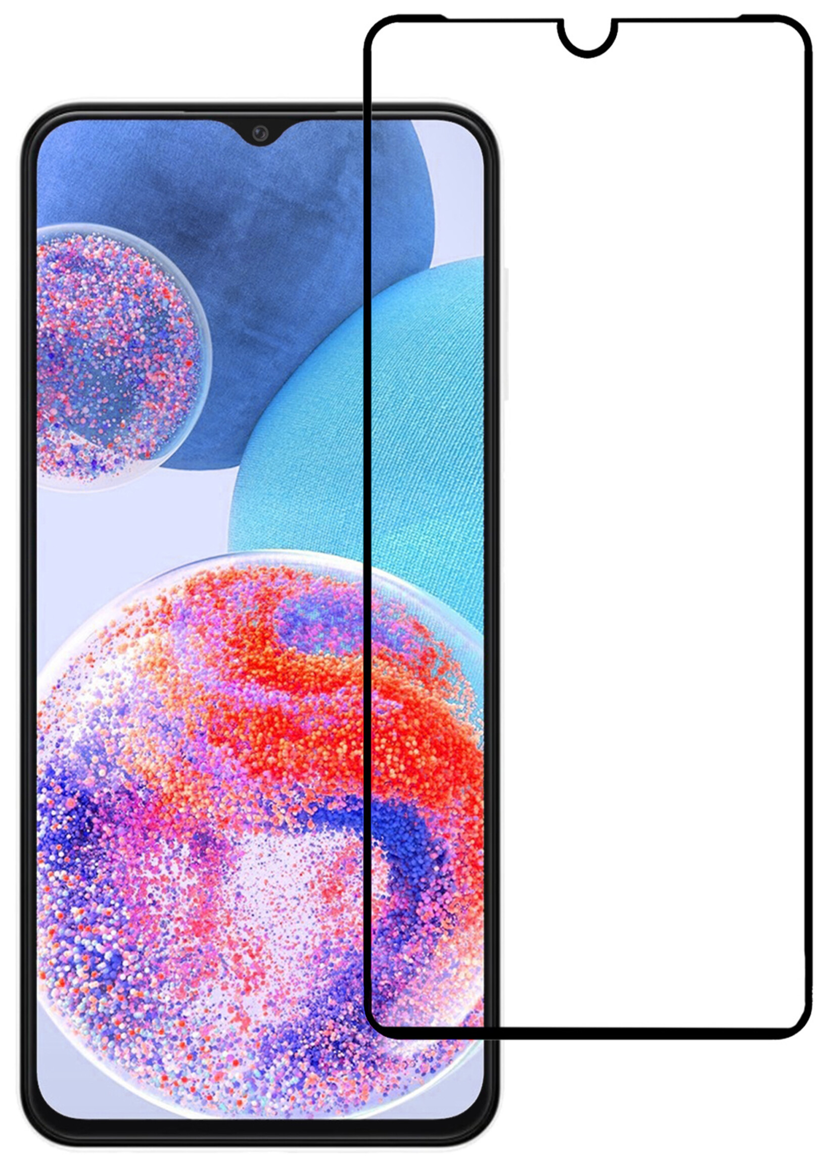 LUQ Screenprotector Geschikt voor Samsung A23 Screenprotector Glas Full Cover - Screenprotector Geschikt voor Samsung Galaxy A23 Screenprotector Full Cover