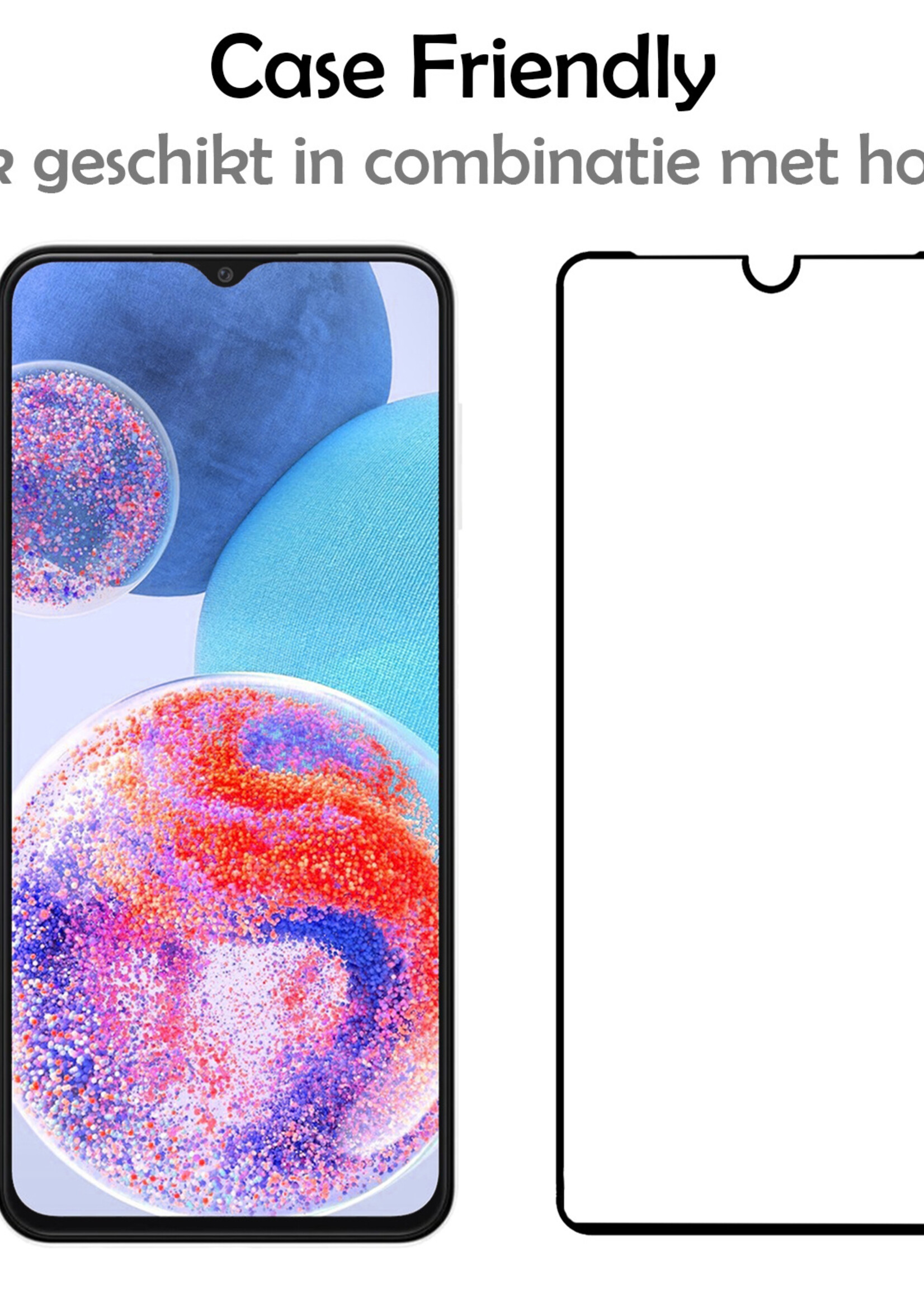 LUQ Screenprotector Geschikt voor Samsung A23 Screenprotector Glas Full Cover - Screenprotector Geschikt voor Samsung Galaxy A23 Screenprotector Full Cover - 3 Stuks