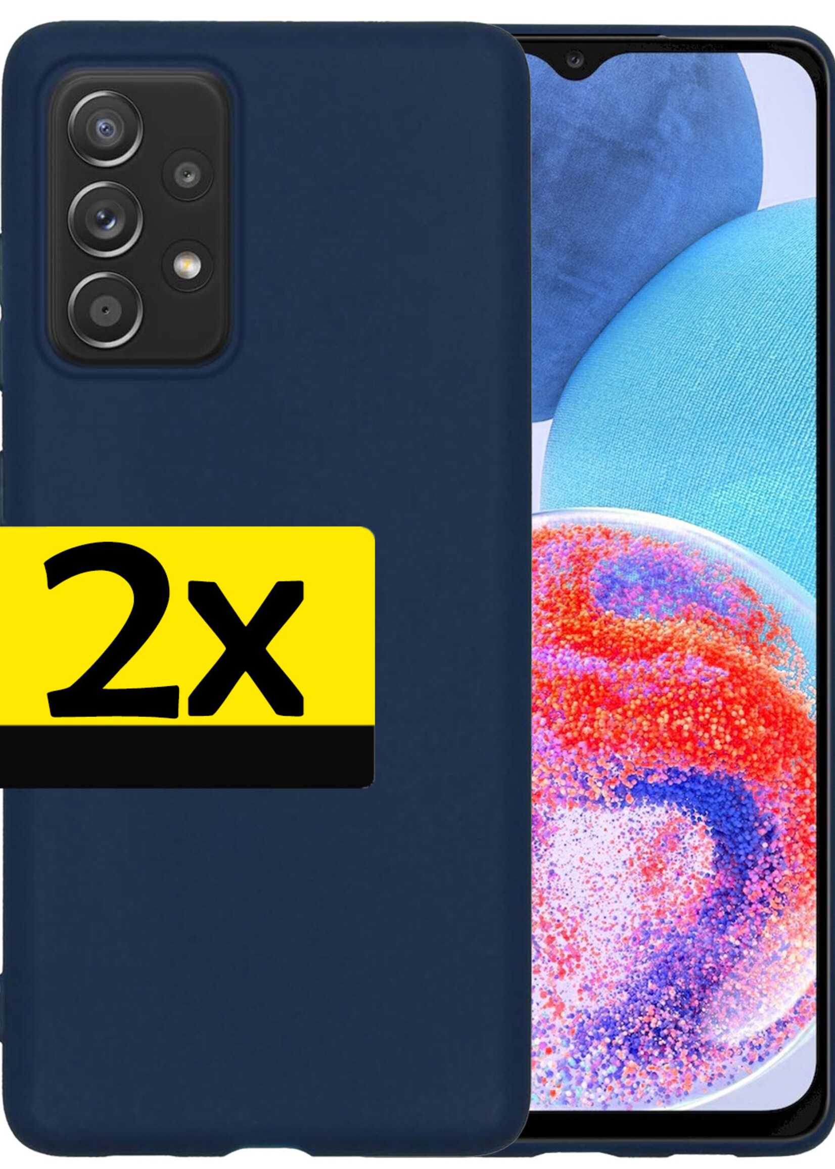 LUQ Hoesje Geschikt voor Samsung A23 Hoesje Siliconen Case - Hoes Geschikt voor Samsung Galaxy A23 Hoes Siliconen - Donkerblauw - 2 Stuks