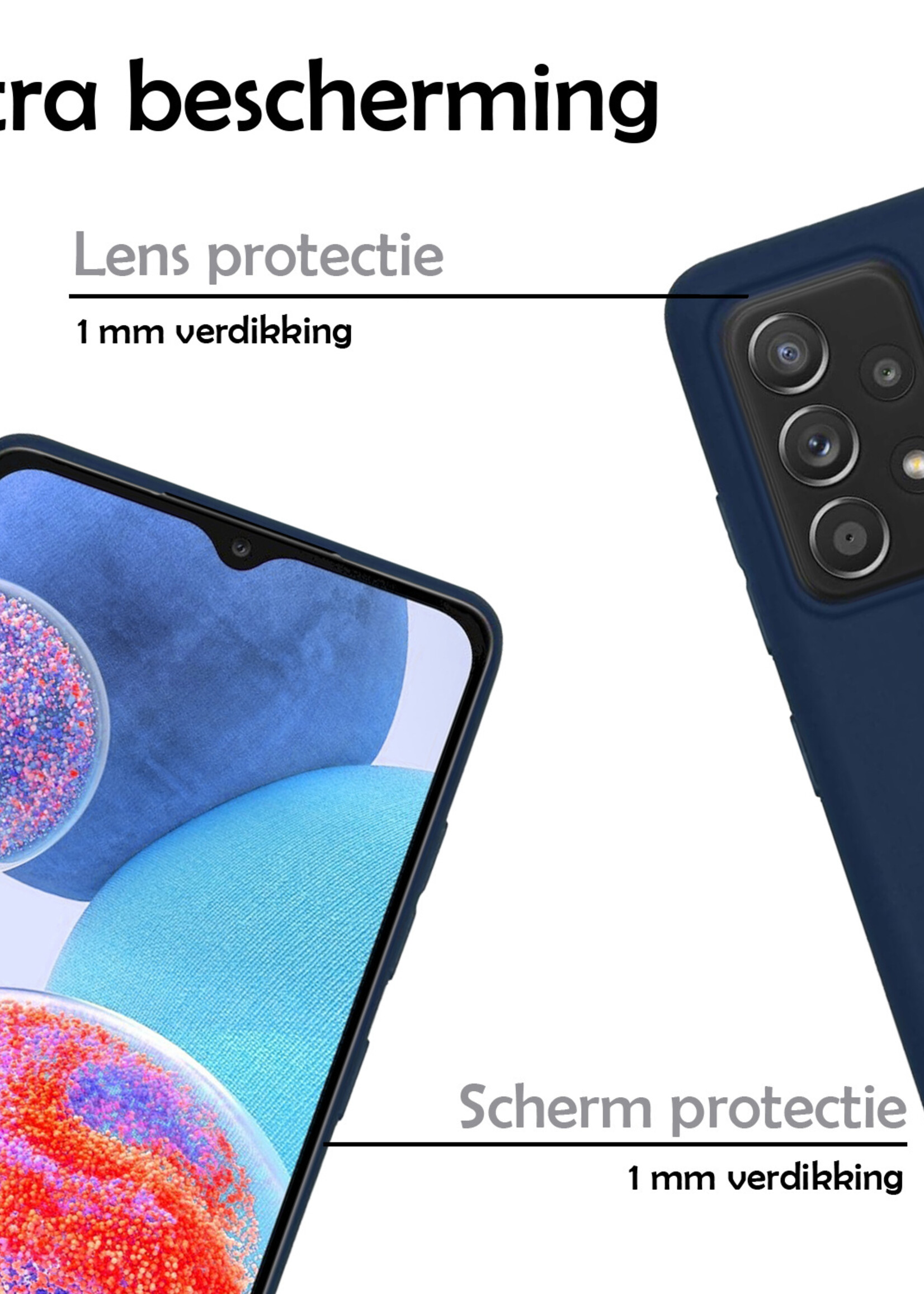 LUQ Hoesje Geschikt voor Samsung A23 Hoesje Siliconen Case - Hoes Geschikt voor Samsung Galaxy A23 Hoes Siliconen - Donkerblauw - 2 Stuks