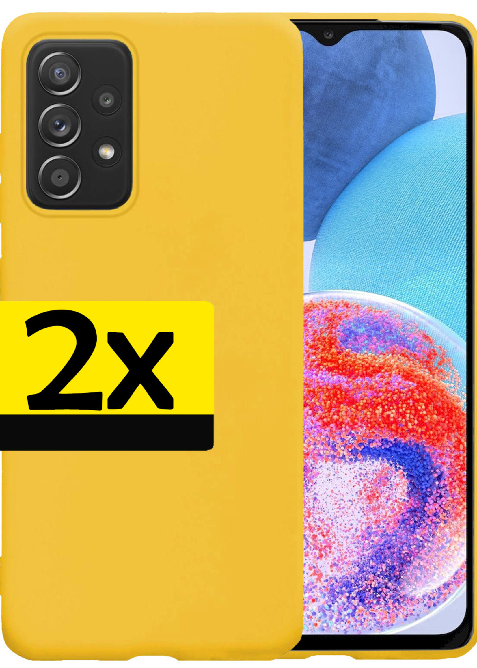 LUQ Hoesje Geschikt voor Samsung A23 Hoesje Siliconen Case - Hoes Geschikt voor Samsung Galaxy A23 Hoes Siliconen - Geel - 2 Stuks