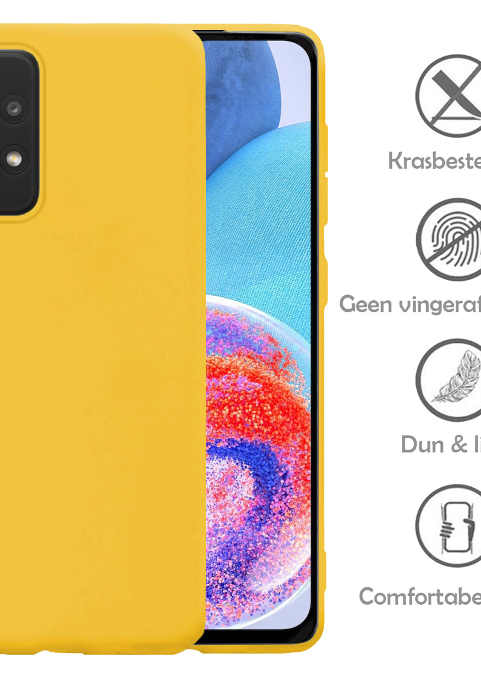LUQ Hoesje Geschikt voor Samsung A23 Hoesje Siliconen Case - Hoes Geschikt voor Samsung Galaxy A23 Hoes Siliconen - Geel - 2 Stuks