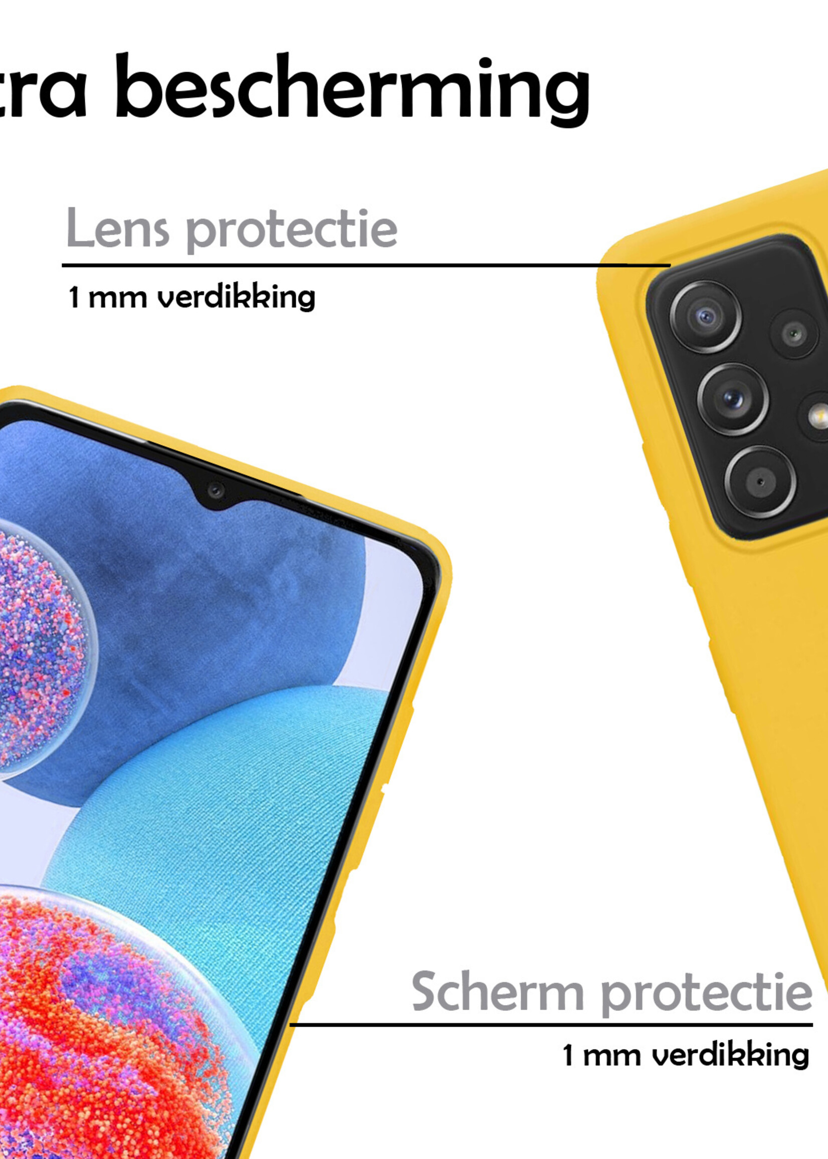 LUQ Hoesje Geschikt voor Samsung A23 Hoesje Siliconen Case - Hoes Geschikt voor Samsung Galaxy A23 Hoes Siliconen - Geel - 2 Stuks