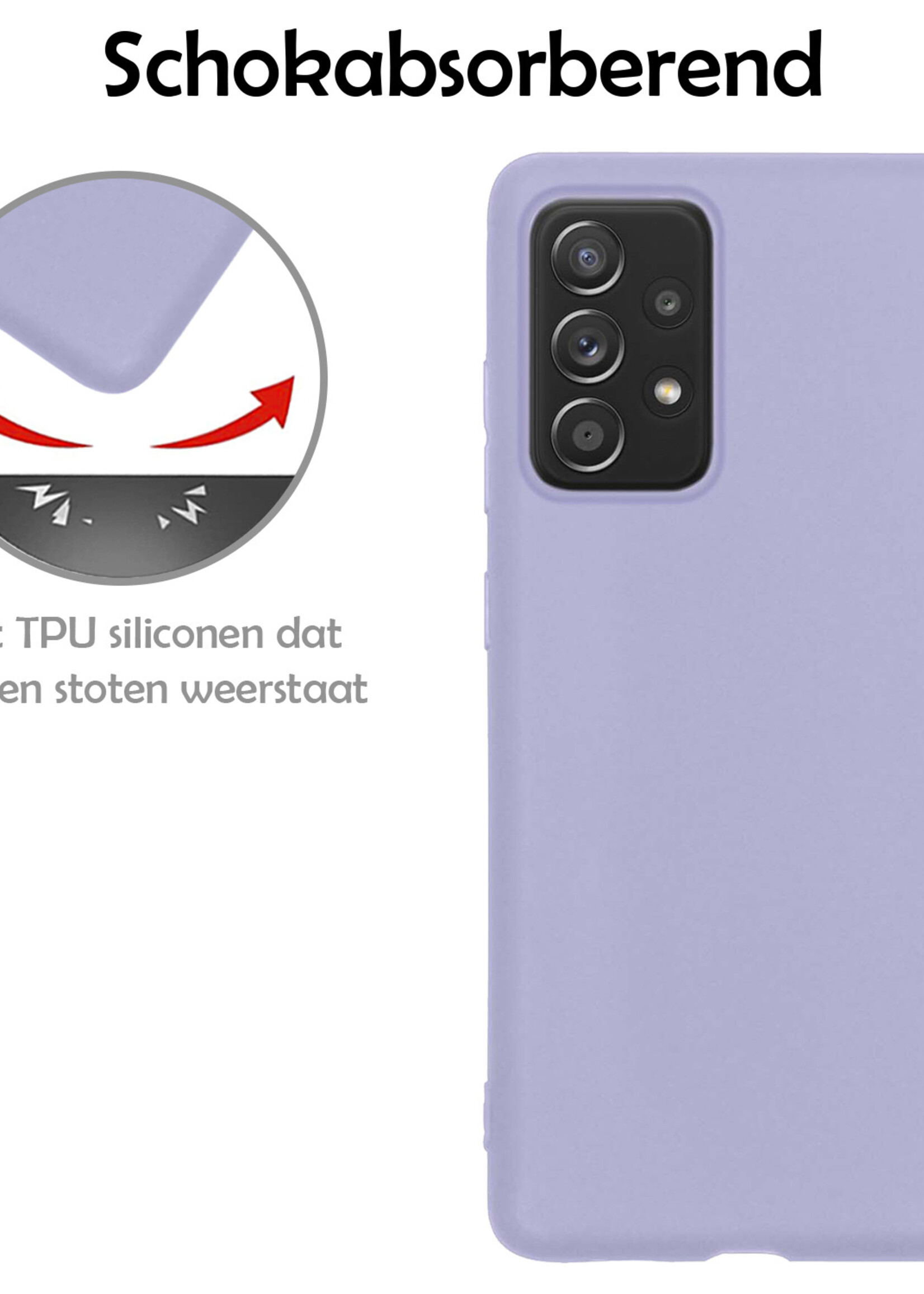 LUQ Hoesje Geschikt voor Samsung A23 Hoesje Siliconen Case - Hoes Geschikt voor Samsung Galaxy A23 Hoes Siliconen - Lila - 2 Stuks