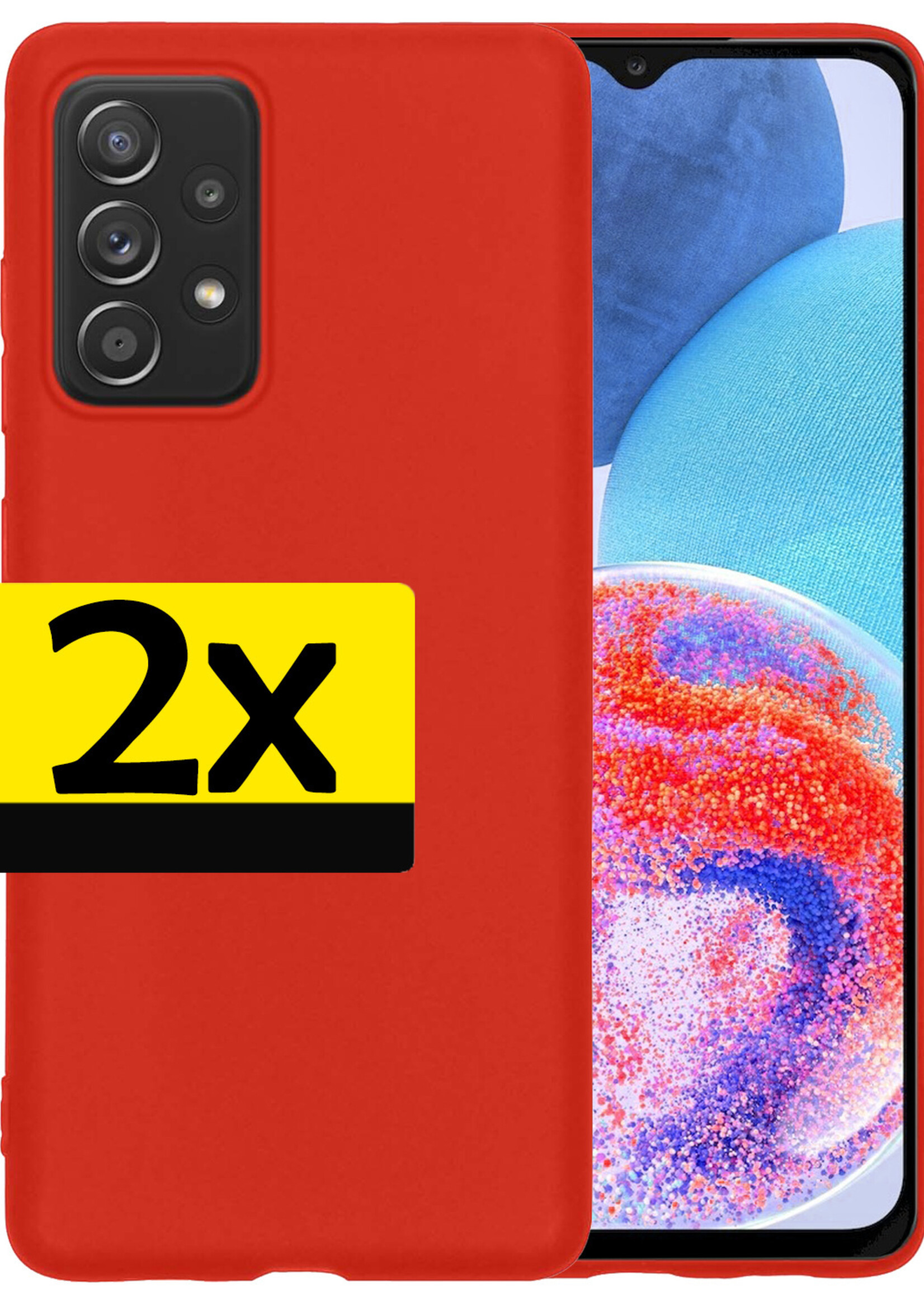 LUQ Hoesje Geschikt voor Samsung A23 Hoesje Siliconen Case - Hoes Geschikt voor Samsung Galaxy A23 Hoes Siliconen - Rood - 2 Stuks