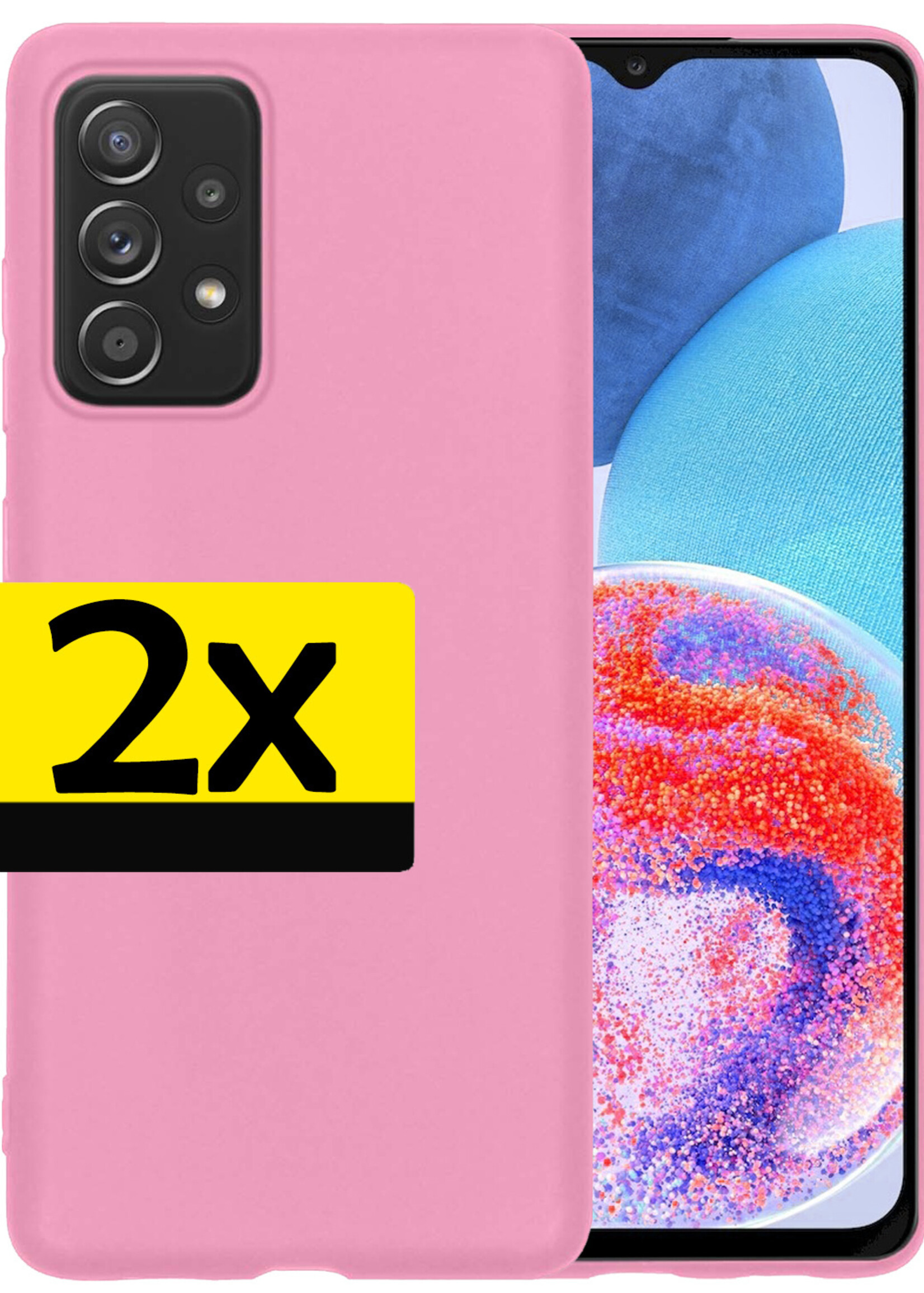 LUQ Hoesje Geschikt voor Samsung A23 Hoesje Siliconen Case - Hoes Geschikt voor Samsung Galaxy A23 Hoes Siliconen - Lichtroze - 2 Stuks