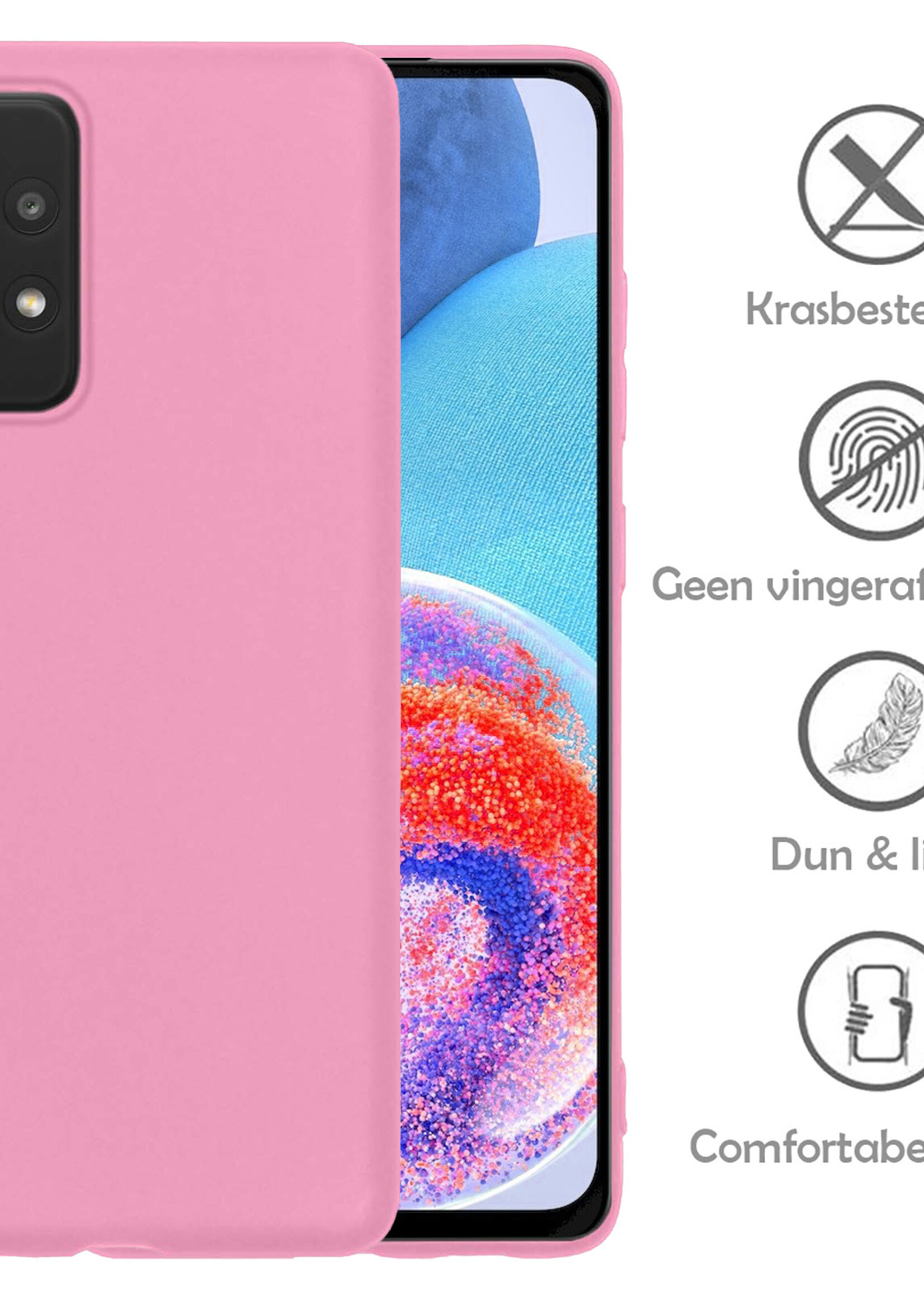 LUQ Hoesje Geschikt voor Samsung A23 Hoesje Siliconen Case - Hoes Geschikt voor Samsung Galaxy A23 Hoes Siliconen - Lichtroze - 2 Stuks