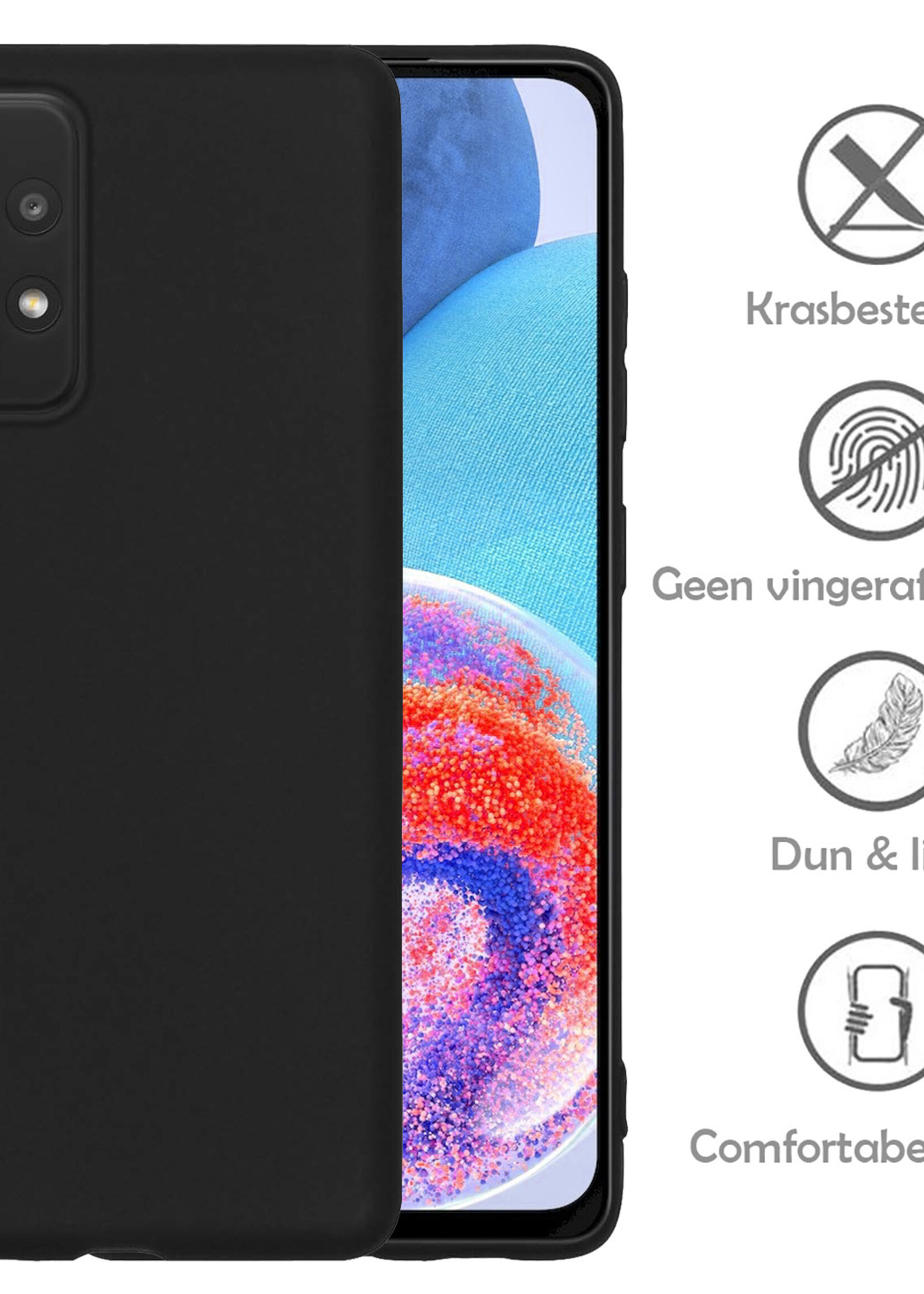 LUQ Hoesje Geschikt voor Samsung A23 Hoesje Siliconen Case - Hoes Geschikt voor Samsung Galaxy A23 Hoes Siliconen - Zwart - 2 Stuks