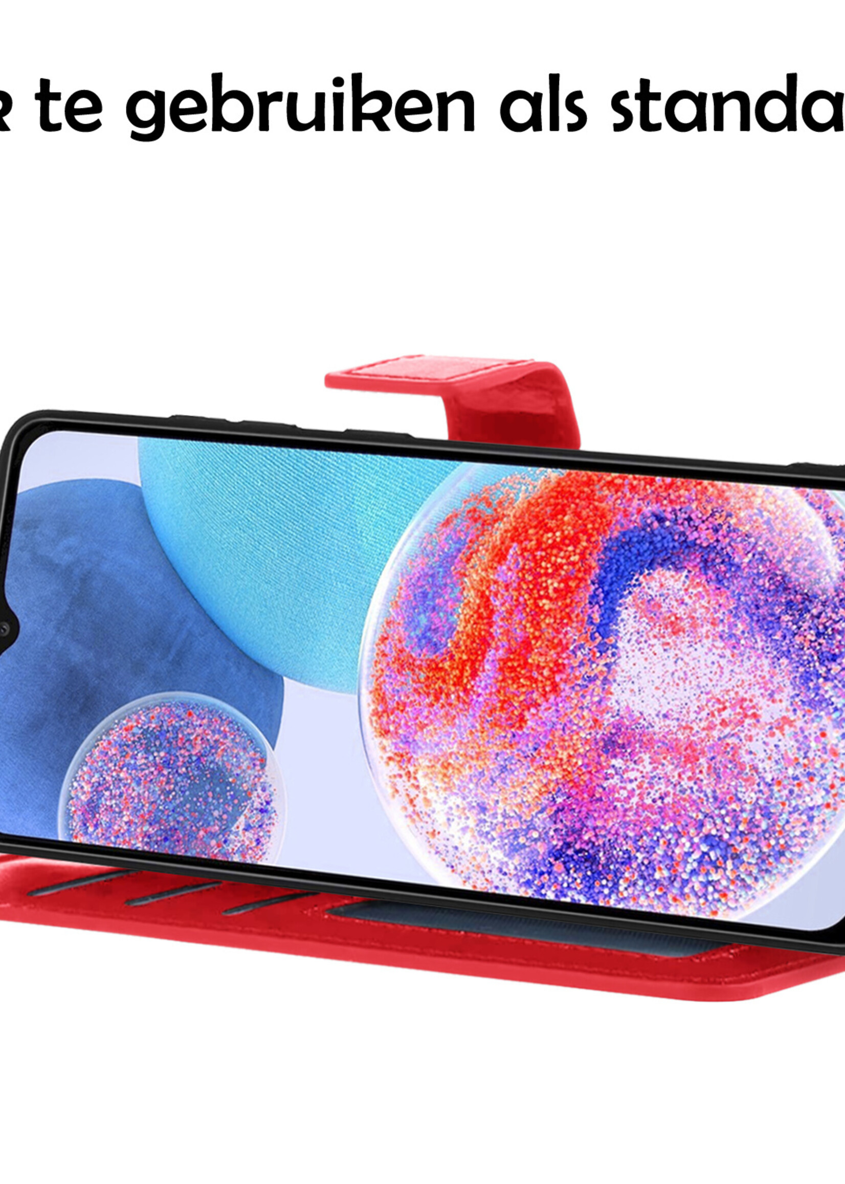 LUQ Hoesje Geschikt voor Samsung A23 Hoesje Book Case Hoes Wallet Cover - Hoes Geschikt voor Samsung Galaxy A23 Hoesje Bookcase Hoes - Rood