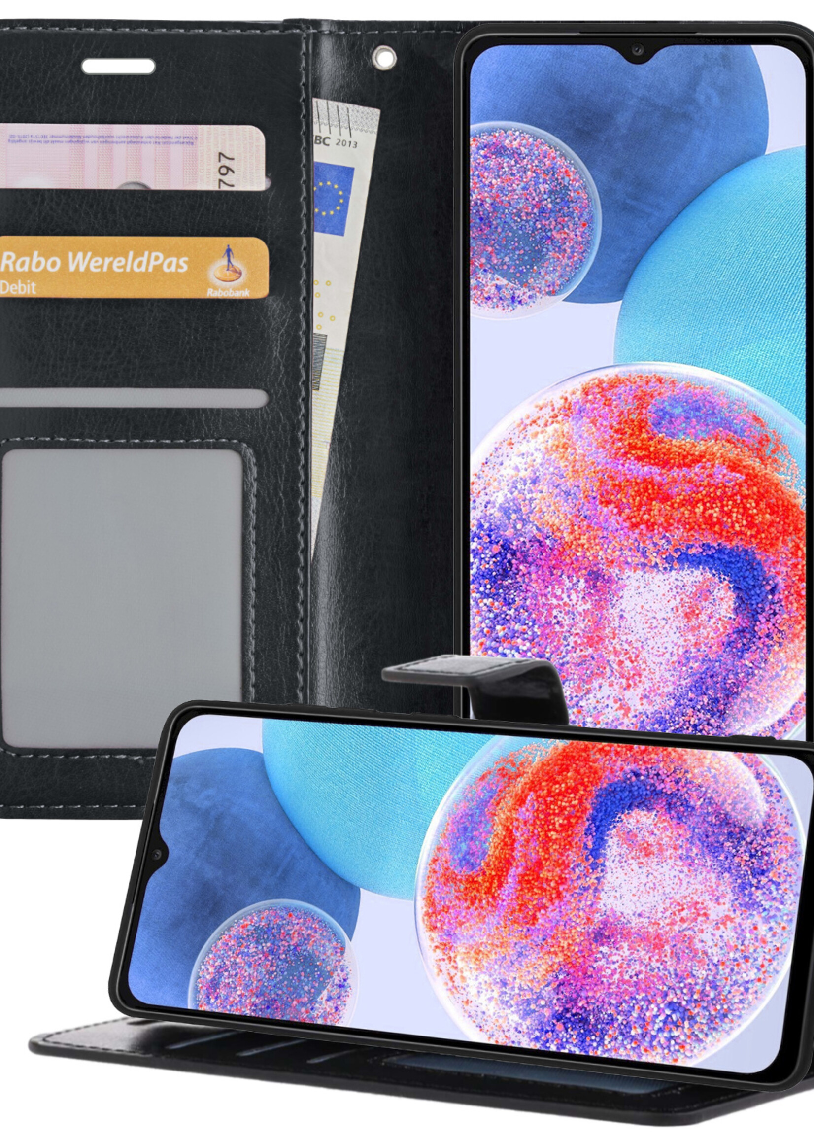 LUQ Hoesje Geschikt voor Samsung A23 Hoesje Book Case Hoes Wallet Cover - Hoes Geschikt voor Samsung Galaxy A23 Hoesje Bookcase Hoes - Zwart