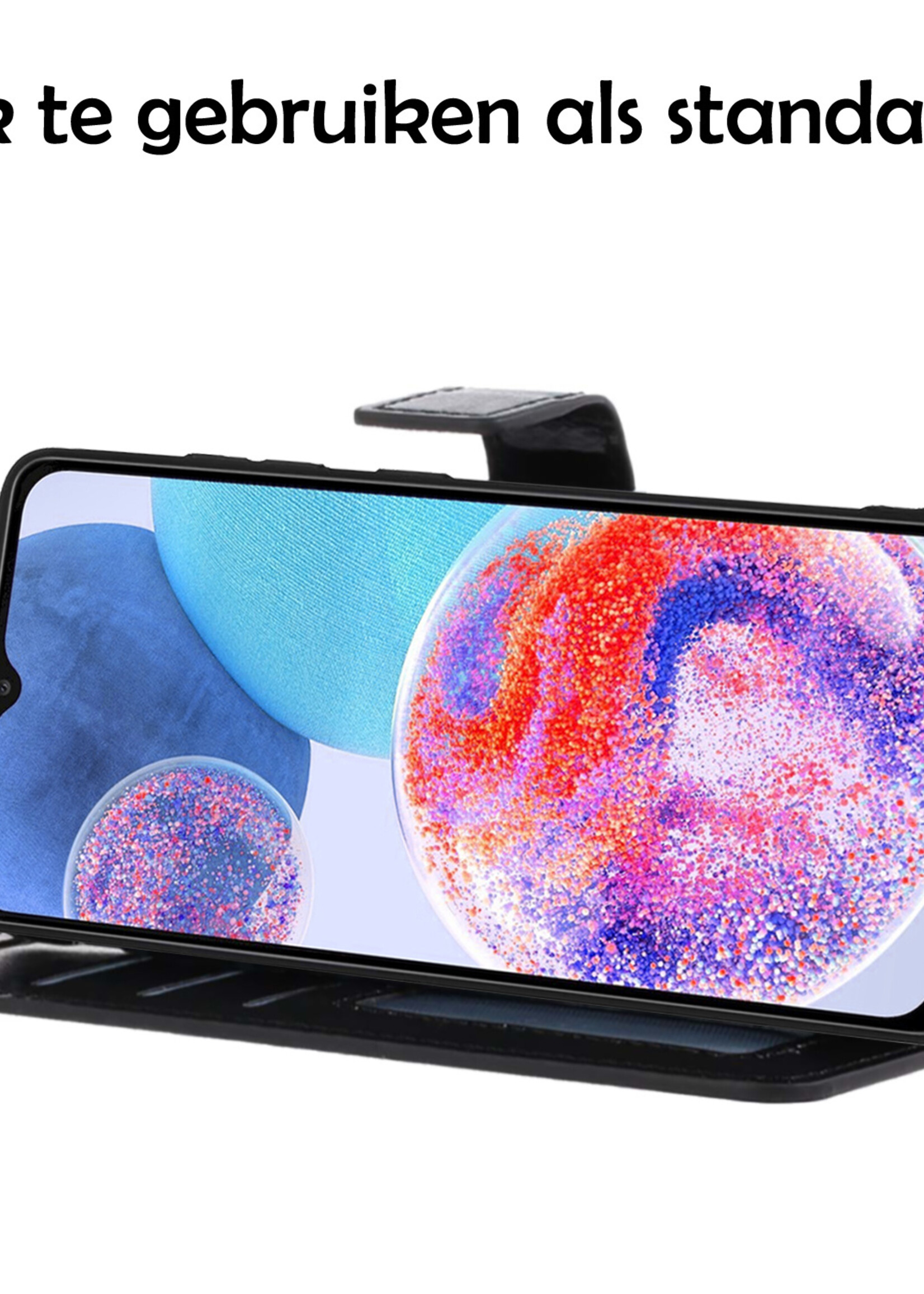 LUQ Hoesje Geschikt voor Samsung A23 Hoesje Book Case Hoes Wallet Cover - Hoes Geschikt voor Samsung Galaxy A23 Hoesje Bookcase Hoes - Zwart