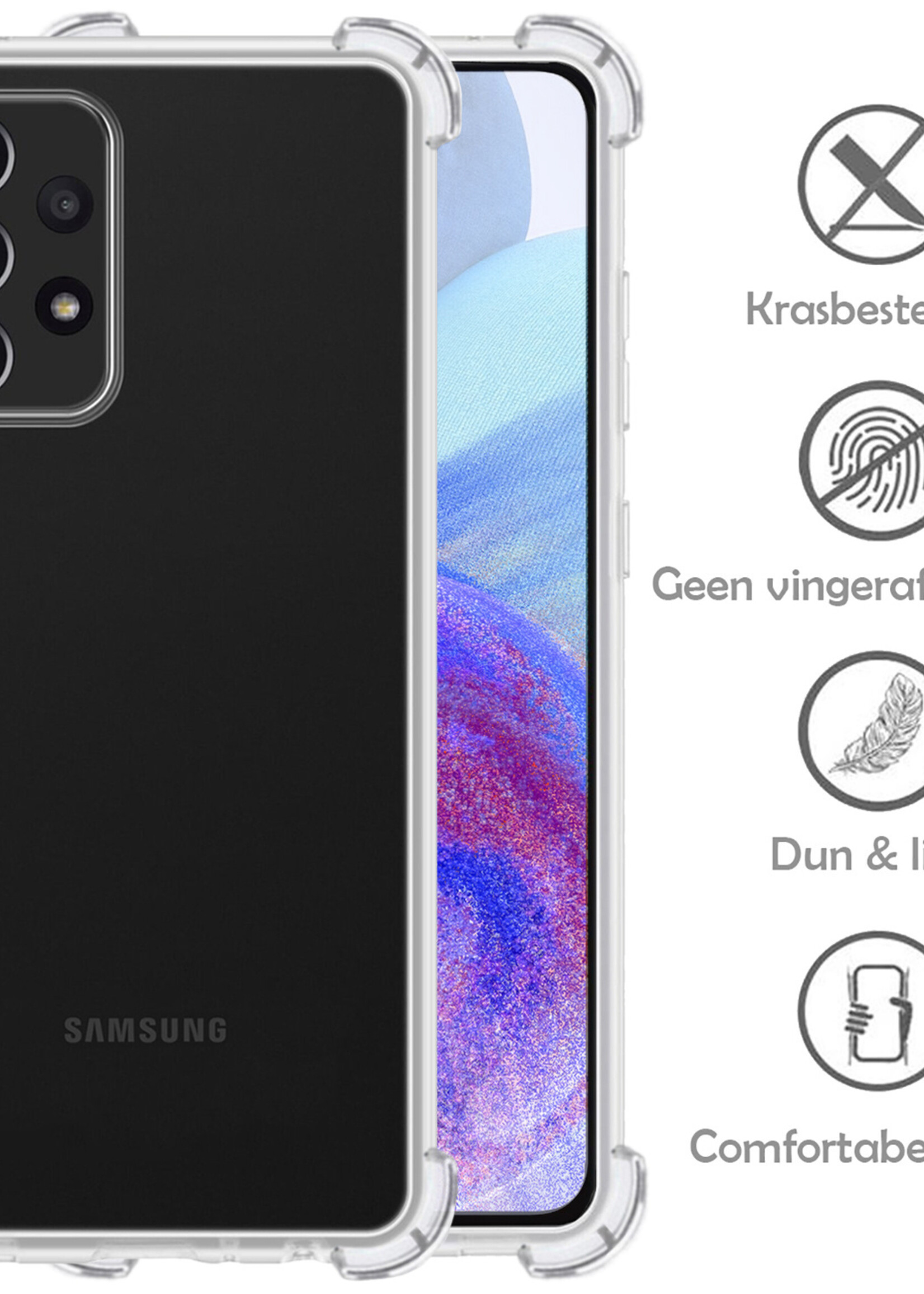 LUQ Hoesje Geschikt voor Samsung A23 Hoesje Shockproof Case Siliconen Met Screenprotector - Hoes Geschikt voor Samsung Galaxy A23 Hoes Cover Siliconen - Transparant