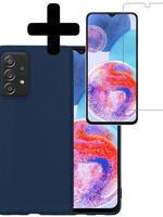 LUQ LUQ Samsung Galaxy A23 Hoesje Siliconen Met Screenprotector - Donkerblauw