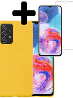 LUQ LUQ Samsung Galaxy A23 Hoesje Siliconen Met Screenprotector - Geel