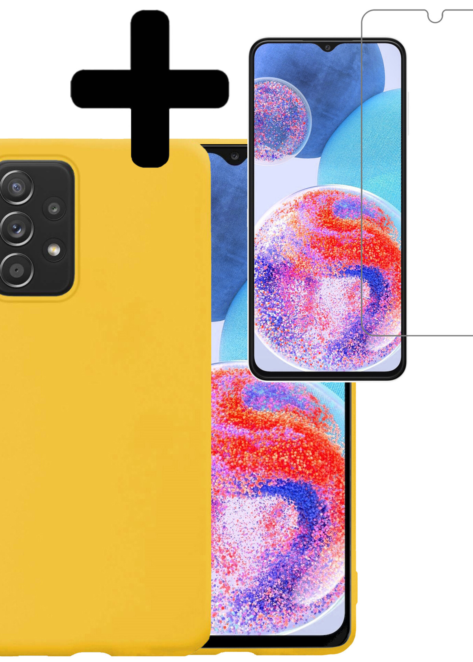 LUQ Hoesje Geschikt voor Samsung A23 Hoesje Siliconen Case Met Screenprotector - Hoes Geschikt voor Samsung Galaxy A23 Hoes Siliconen - Geel