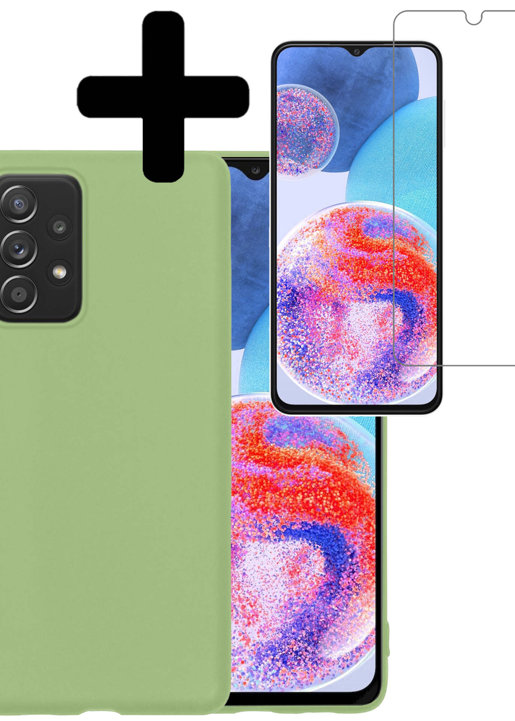 LUQ Hoesje Geschikt voor Samsung A23 Hoesje Siliconen Case Met Screenprotector - Hoes Geschikt voor Samsung Galaxy A23 Hoes Siliconen - Groen