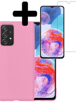 LUQ LUQ Samsung Galaxy A23 Hoesje Siliconen Met Screenprotector - Lichtroze