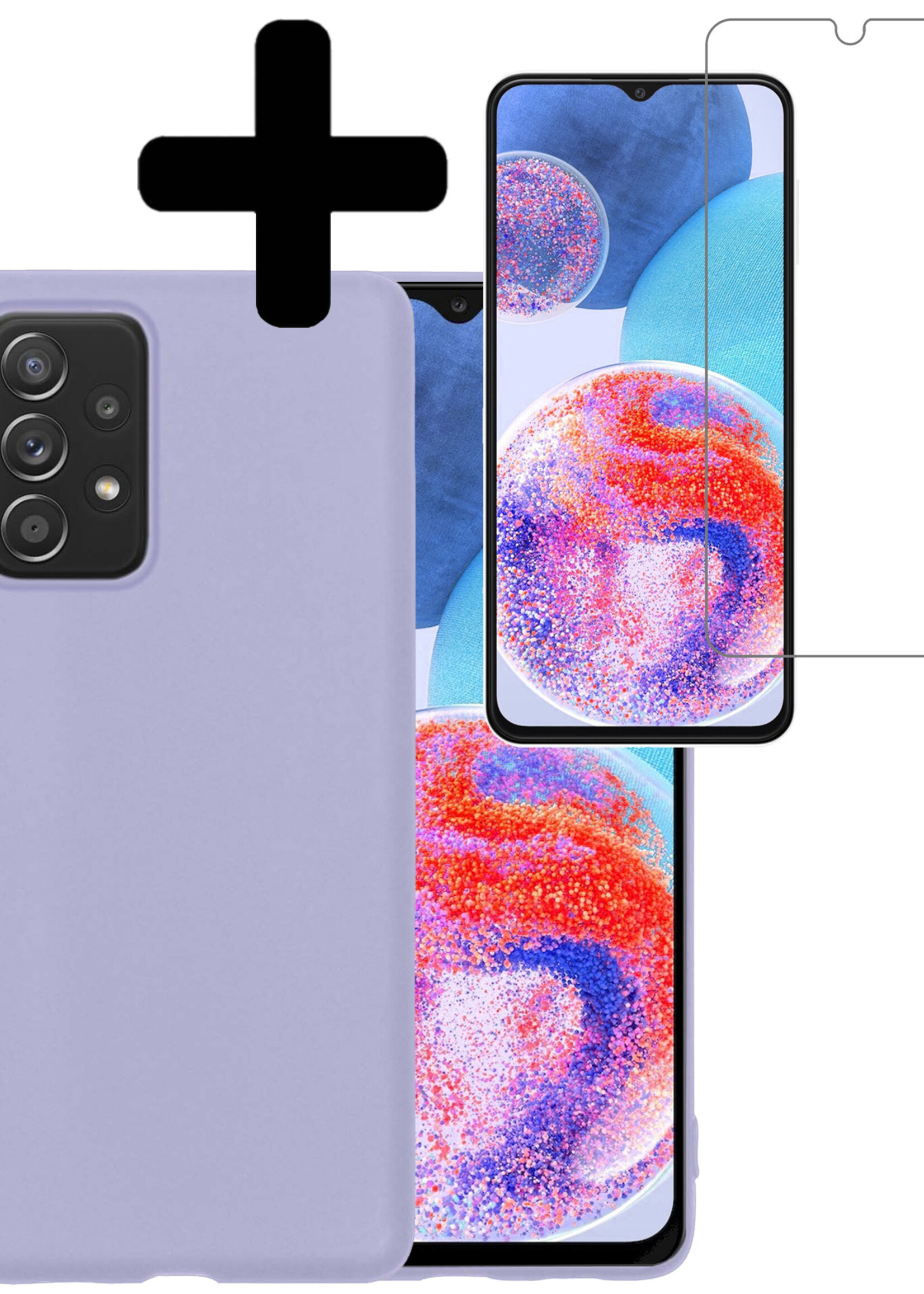 LUQ Hoesje Geschikt voor Samsung A23 Hoesje Siliconen Case Met Screenprotector - Hoes Geschikt voor Samsung Galaxy A23 Hoes Siliconen - Lila