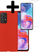LUQ LUQ Samsung Galaxy A23 Hoesje Siliconen Met Screenprotector - Rood