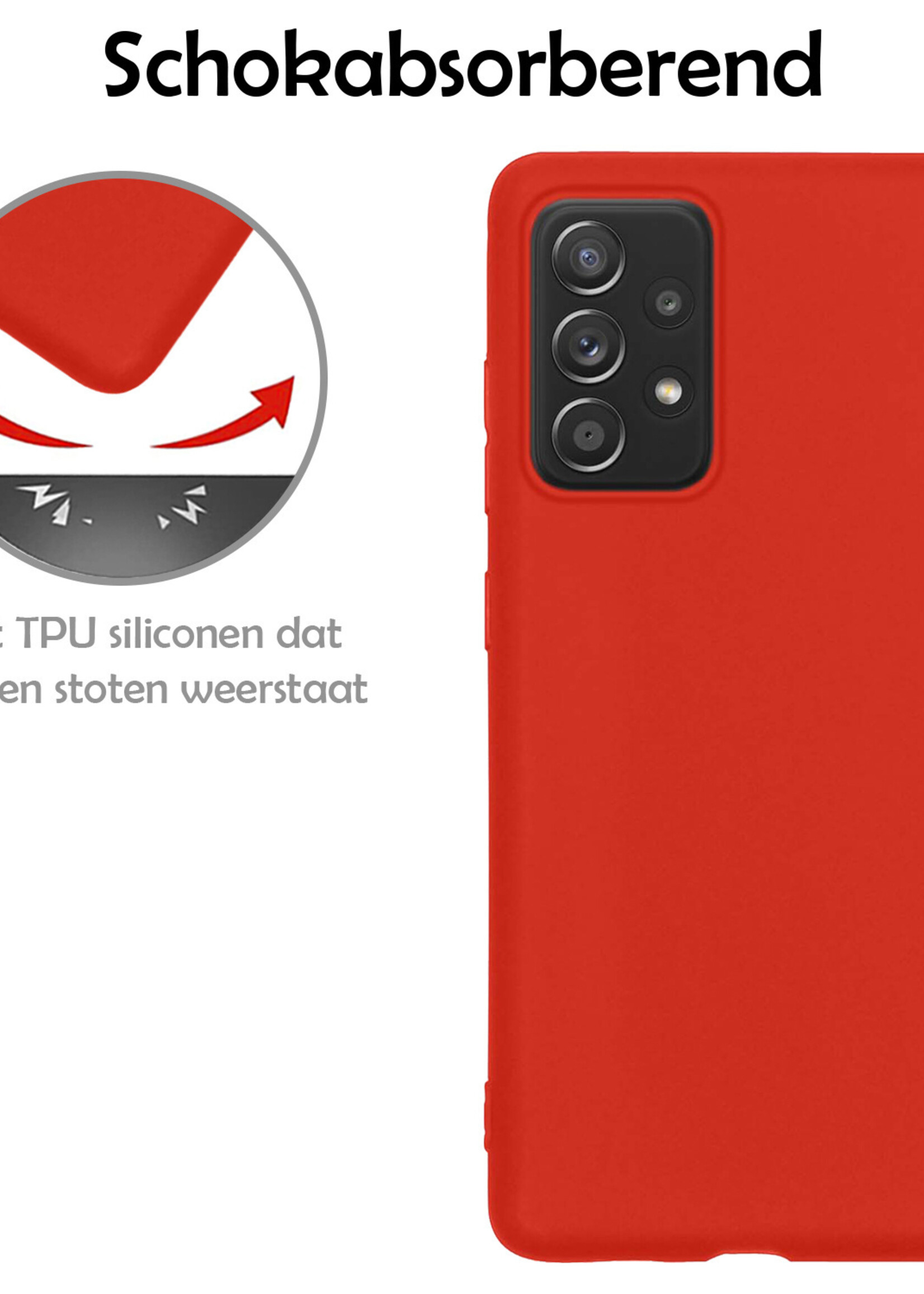 LUQ Hoesje Geschikt voor Samsung A23 Hoesje Siliconen Case Met Screenprotector - Hoes Geschikt voor Samsung Galaxy A23 Hoes Siliconen - Rood