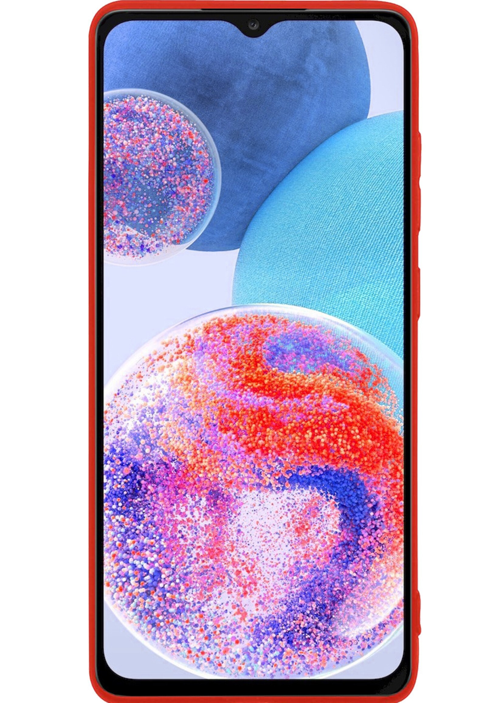 LUQ Hoesje Geschikt voor Samsung A23 Hoesje Siliconen Case Met Screenprotector - Hoes Geschikt voor Samsung Galaxy A23 Hoes Siliconen - Rood