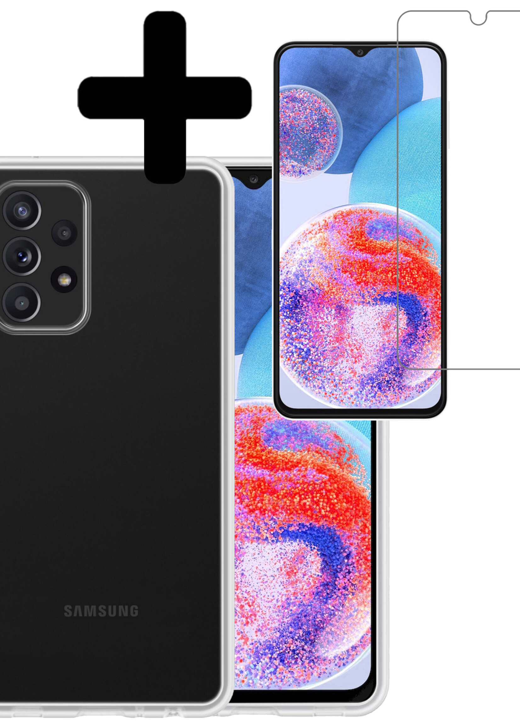 LUQ Hoesje Geschikt voor Samsung A23 Hoesje Siliconen Case Met Screenprotector - Hoes Geschikt voor Samsung Galaxy A23 Hoes Siliconen - Transparant