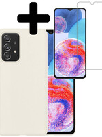 LUQ LUQ Samsung Galaxy A23 Hoesje Siliconen Met Screenprotector - Wit