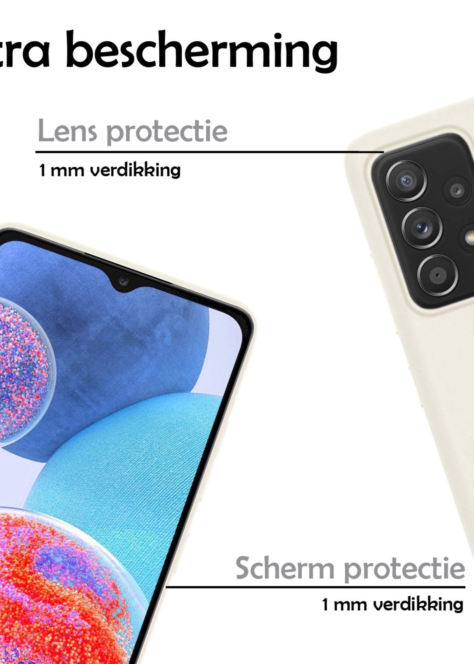 LUQ Hoesje Geschikt voor Samsung A23 Hoesje Siliconen Case Met Screenprotector - Hoes Geschikt voor Samsung Galaxy A23 Hoes Siliconen - Wit