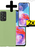 LUQ LUQ Samsung Galaxy A23 Hoesje Siliconen Met 2x Screenprotector - Groen