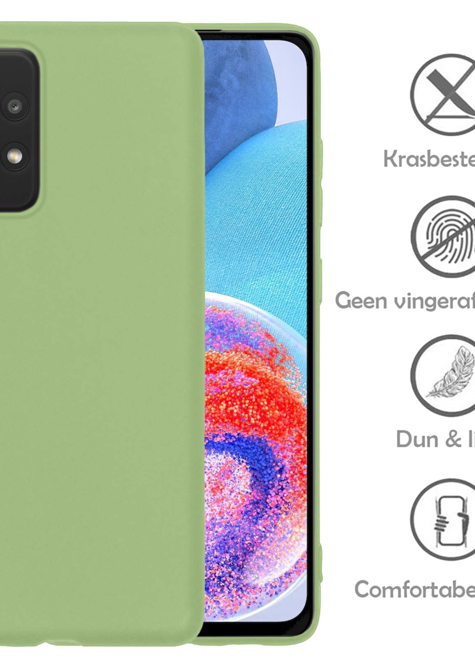 LUQ Hoesje Geschikt voor Samsung A23 Hoesje Siliconen Case Met 2x Screenprotector - Hoes Geschikt voor Samsung Galaxy A23 Hoes Siliconen - Groen