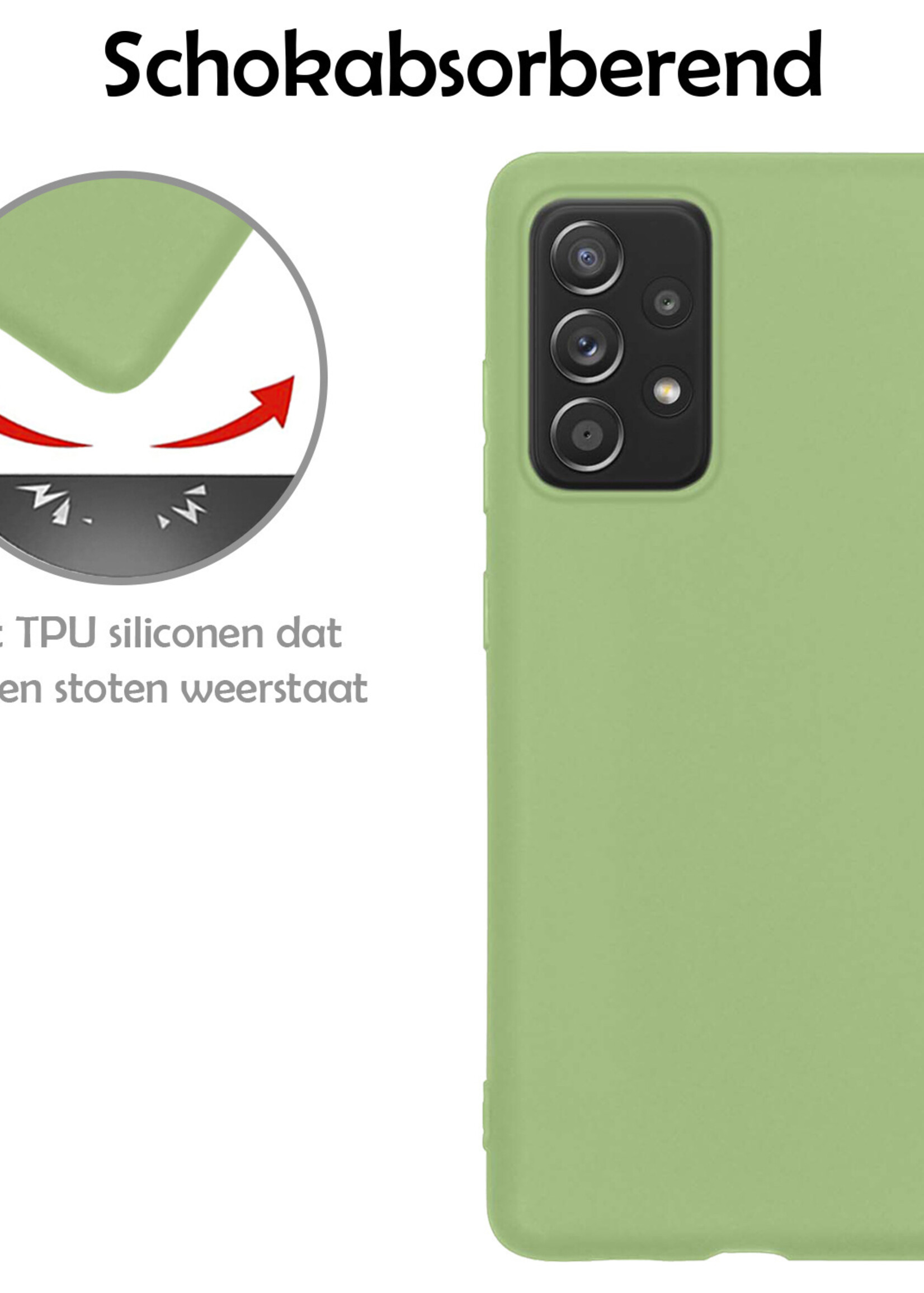 LUQ Hoesje Geschikt voor Samsung A23 Hoesje Siliconen Case Met 2x Screenprotector - Hoes Geschikt voor Samsung Galaxy A23 Hoes Siliconen - Groen