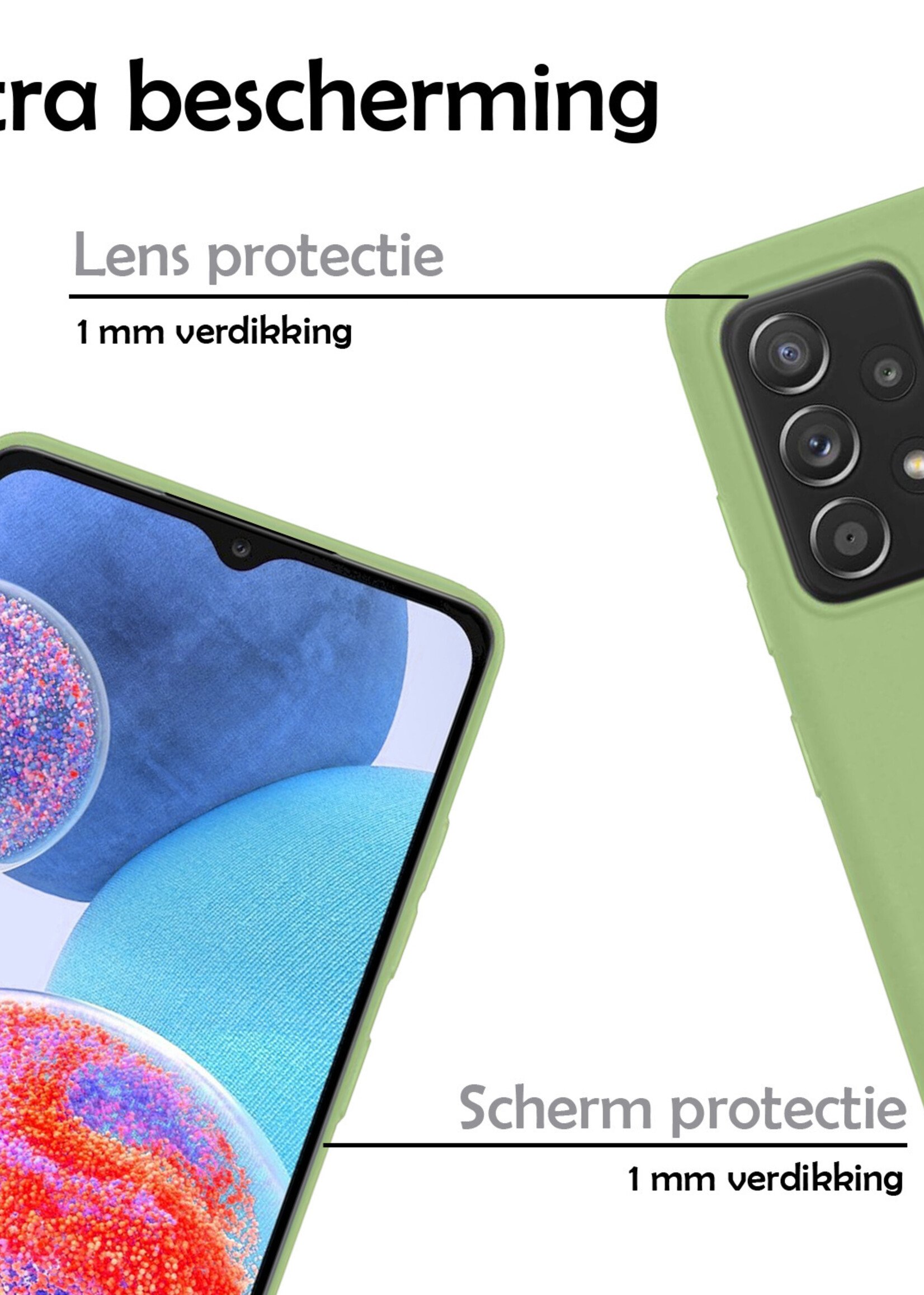 Hoesje Geschikt voor Samsung A23 Hoesje Siliconen Case Met 2x Screenprotector - Hoes Geschikt voor Samsung Galaxy A23 Hoes Siliconen - Groen
