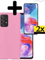 LUQ LUQ Samsung Galaxy A23 Hoesje Siliconen Met 2x Screenprotector - Lichtroze