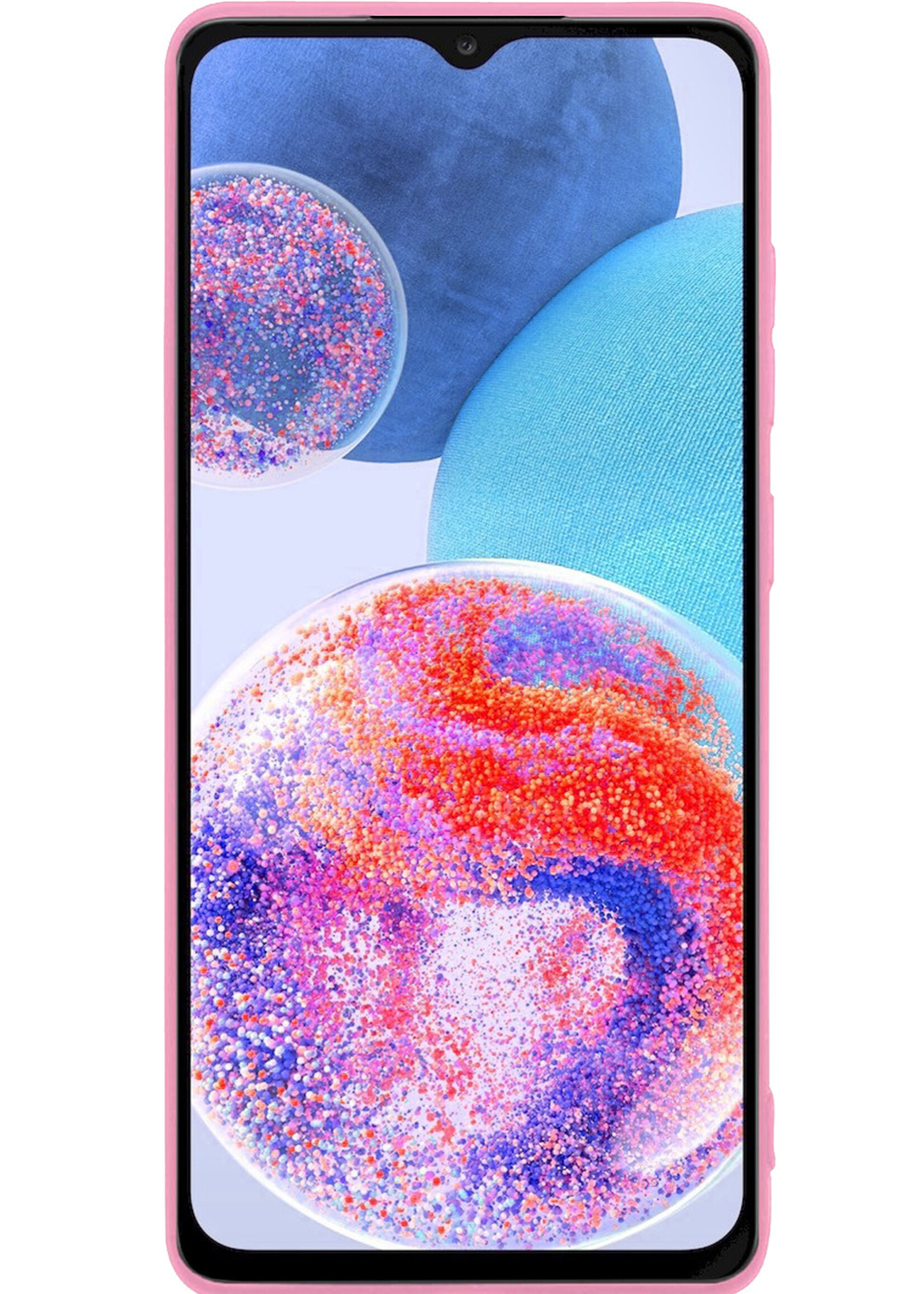 Hoesje Geschikt voor Samsung A23 Hoesje Siliconen Case Met 2x Screenprotector - Hoes Geschikt voor Samsung Galaxy A23 Hoes Siliconen - Lichtroze