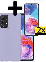 LUQ LUQ Samsung Galaxy A23 Hoesje Siliconen Met 2x Screenprotector - Lila