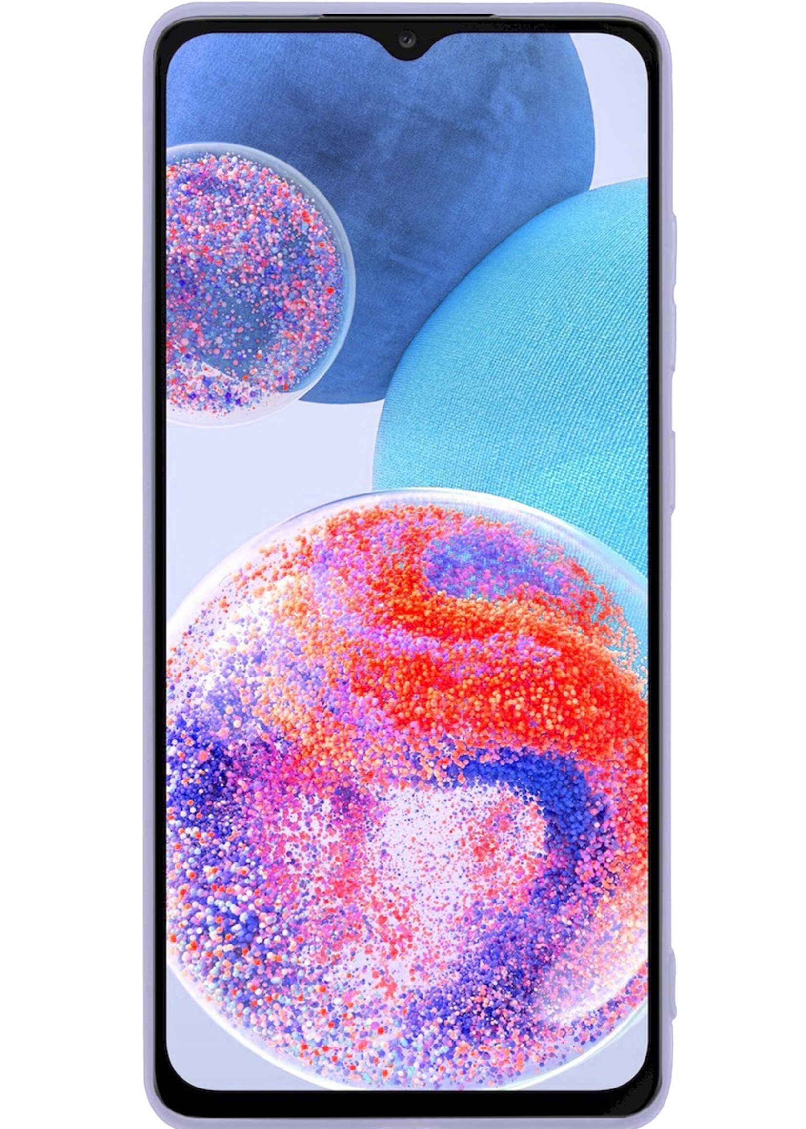 Hoesje Geschikt voor Samsung A23 Hoesje Siliconen Case Met 2x Screenprotector - Hoes Geschikt voor Samsung Galaxy A23 Hoes Siliconen - Lila