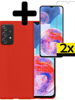 LUQ LUQ Samsung Galaxy A23 Hoesje Siliconen Met 2x Screenprotector - Rood