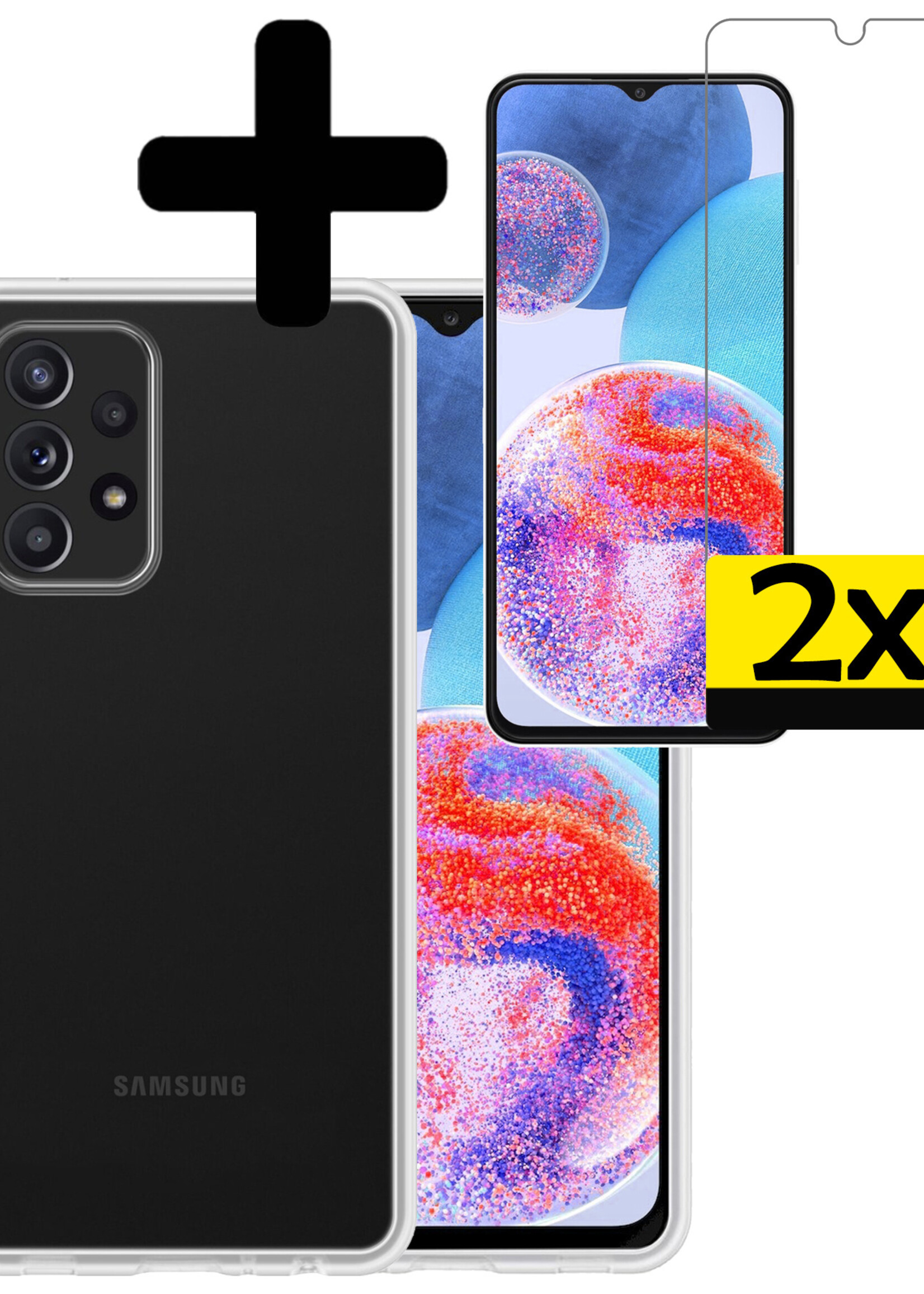 Hoesje Geschikt voor Samsung A23 Hoesje Siliconen Case Met 2x Screenprotector - Hoes Geschikt voor Samsung Galaxy A23 Hoes Siliconen - Transparant