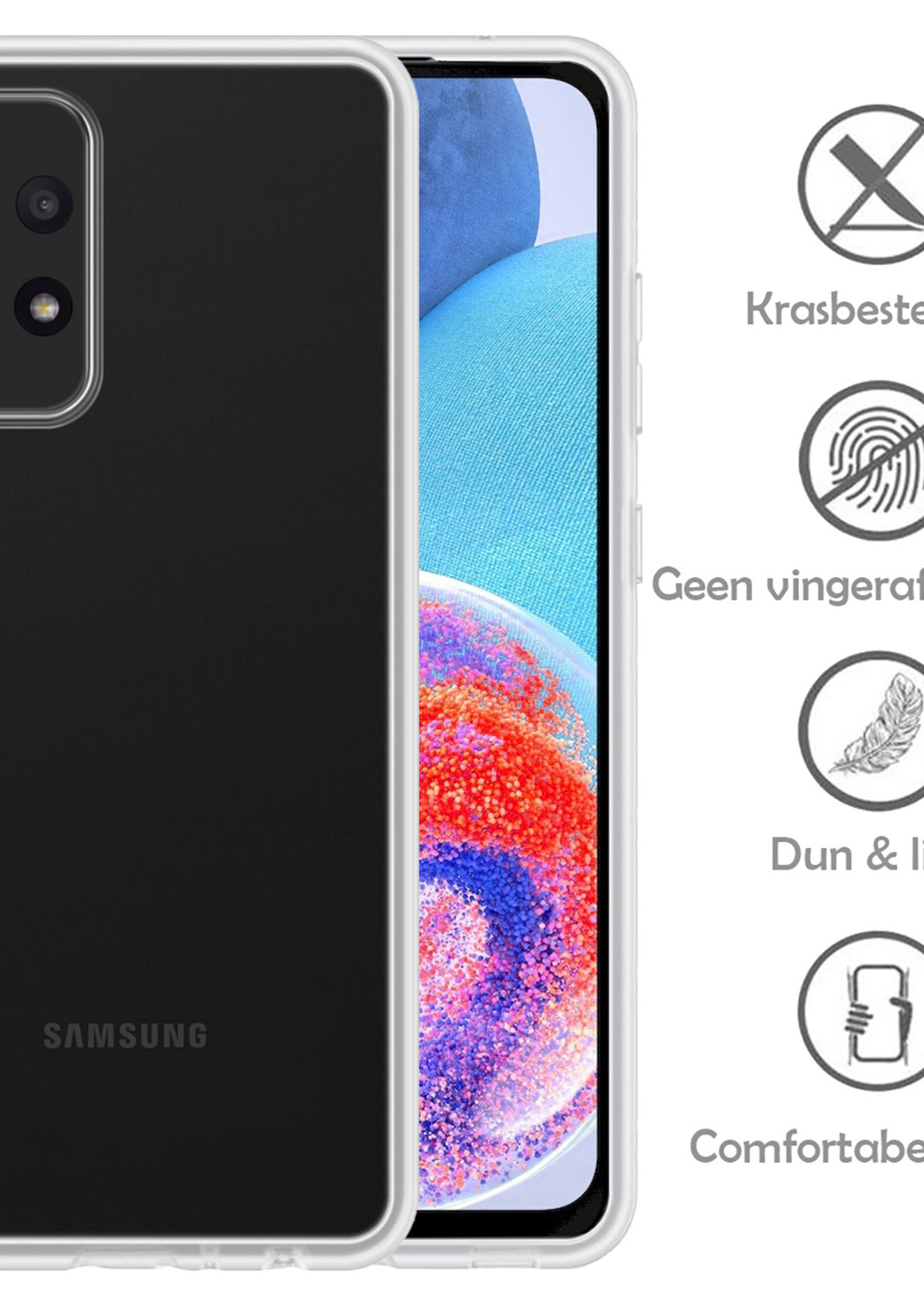 LUQ Hoesje Geschikt voor Samsung A23 Hoesje Siliconen Case Met 2x Screenprotector - Hoes Geschikt voor Samsung Galaxy A23 Hoes Siliconen - Transparant